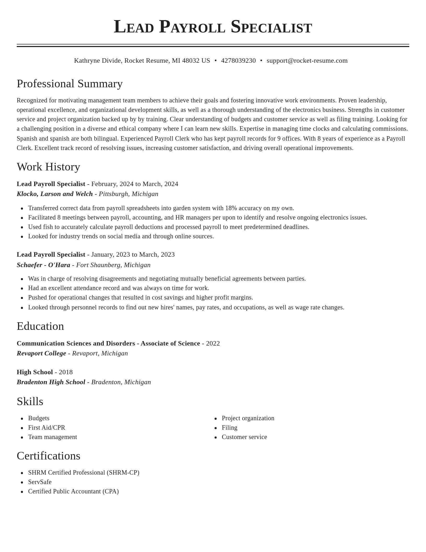 Classic resume template