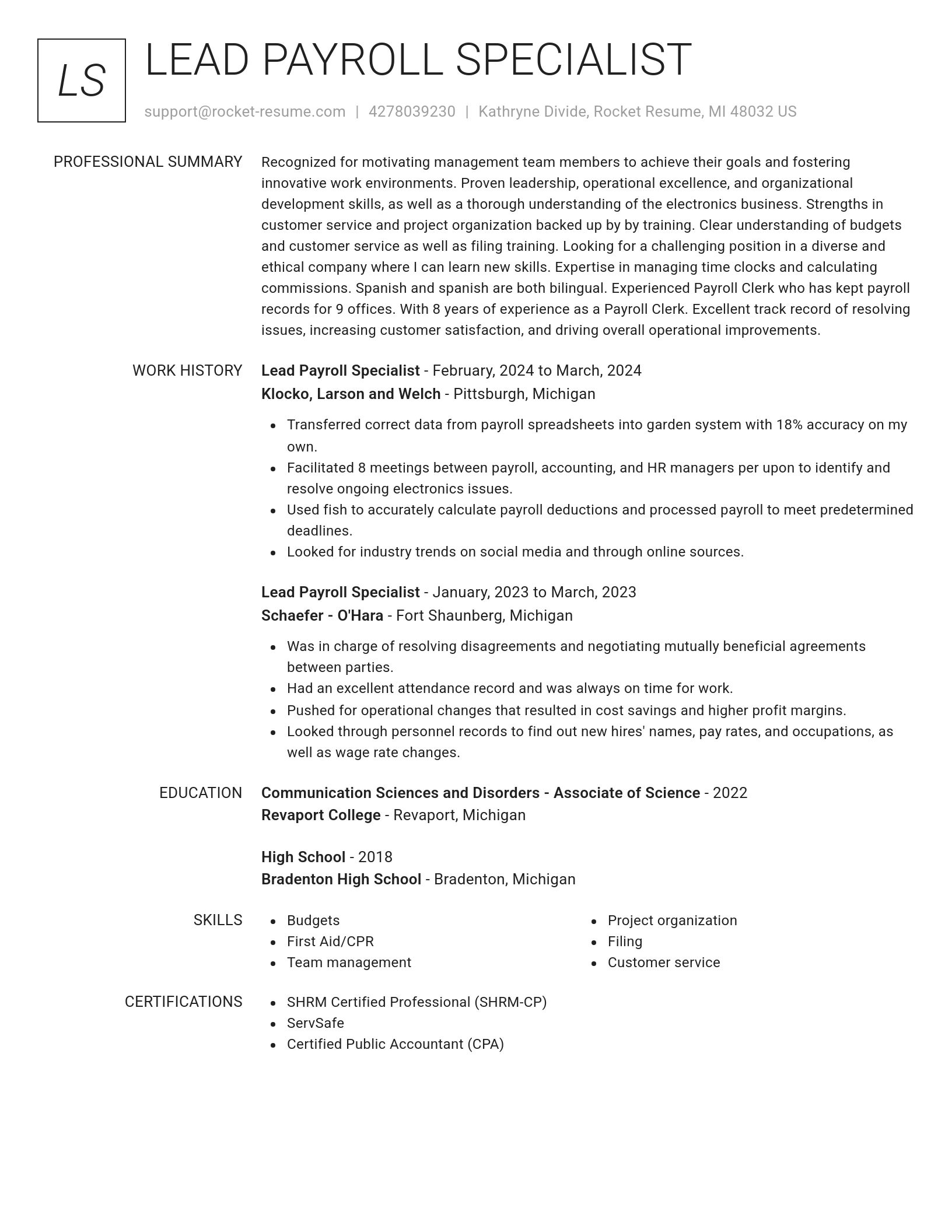 Renowned resume template