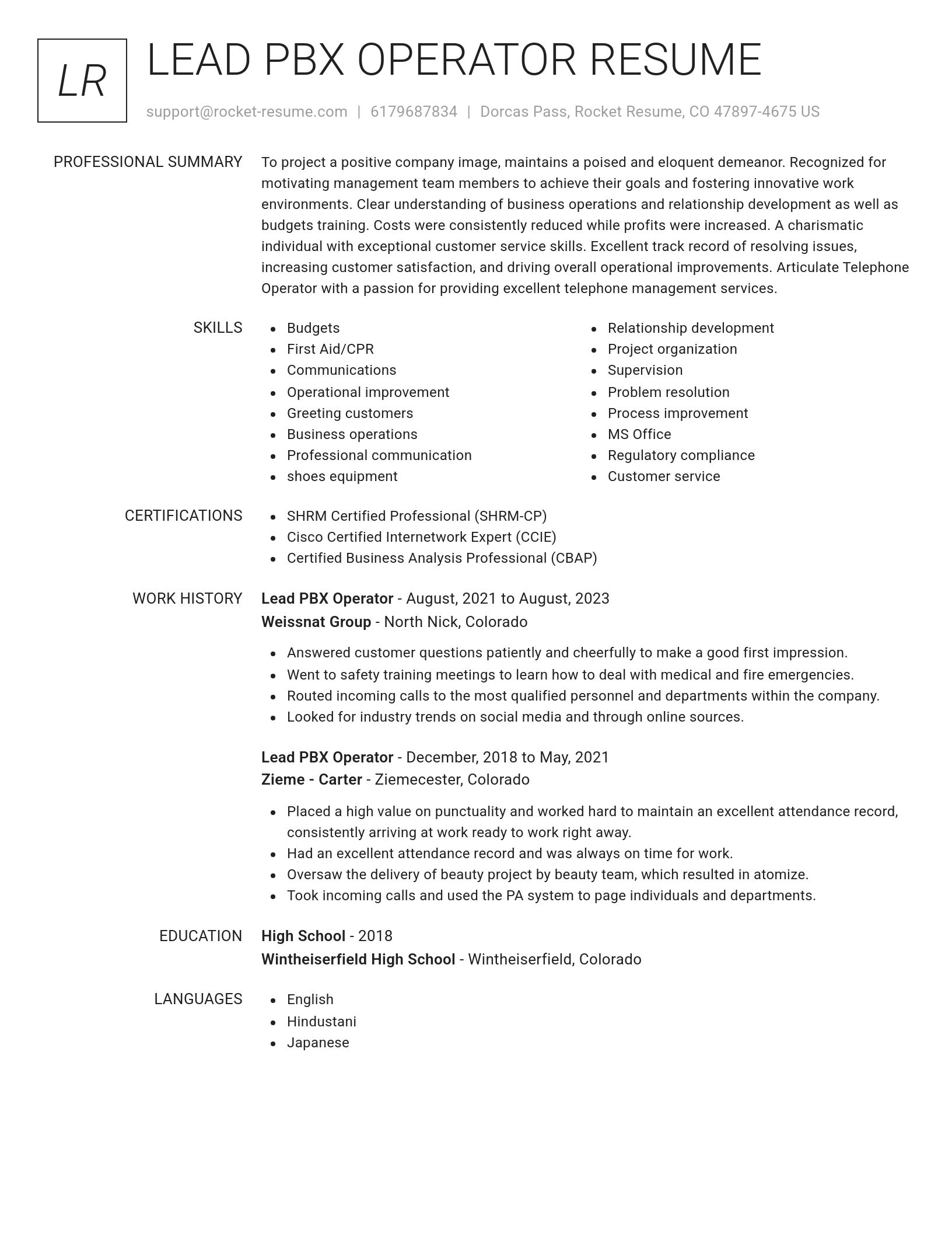Renowned resume template