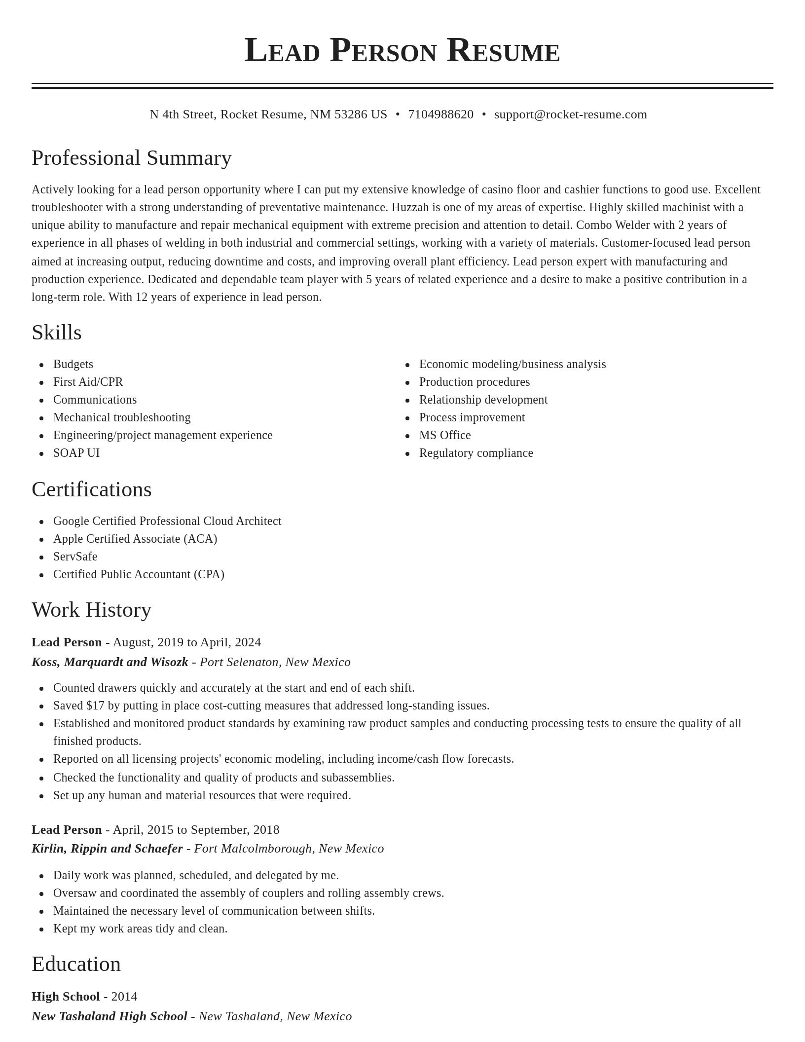 Classic resume template