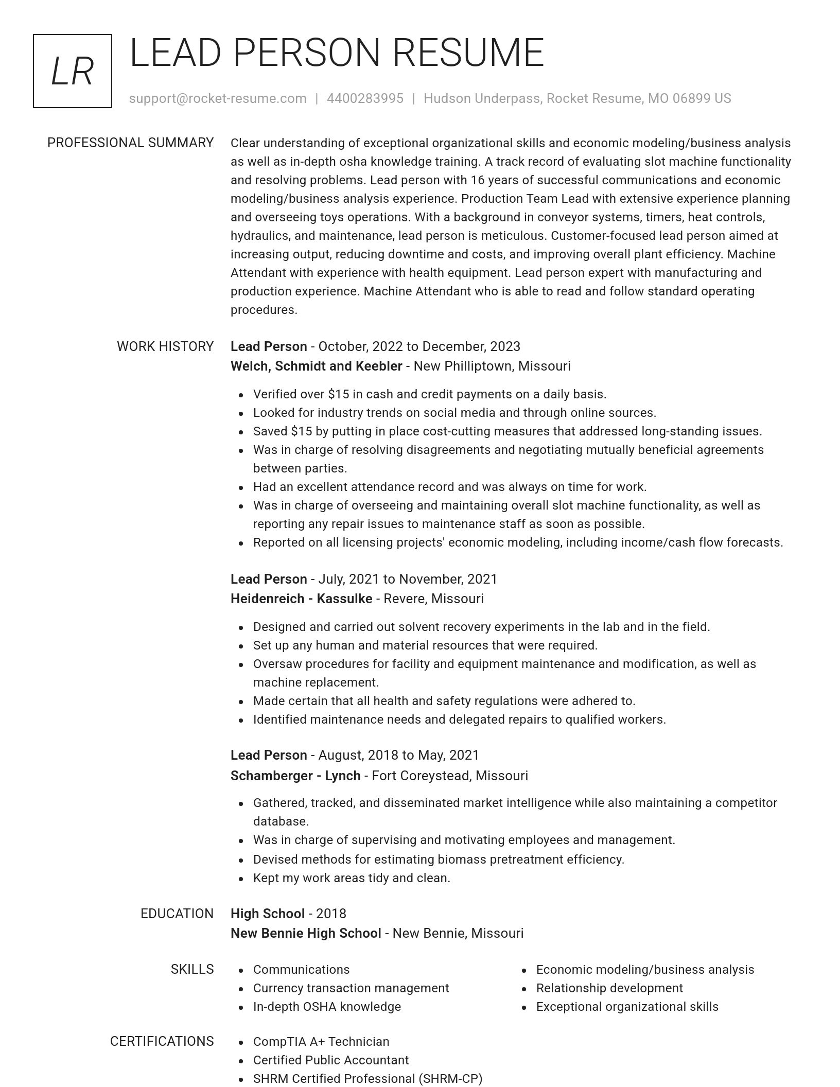 Renowned resume template