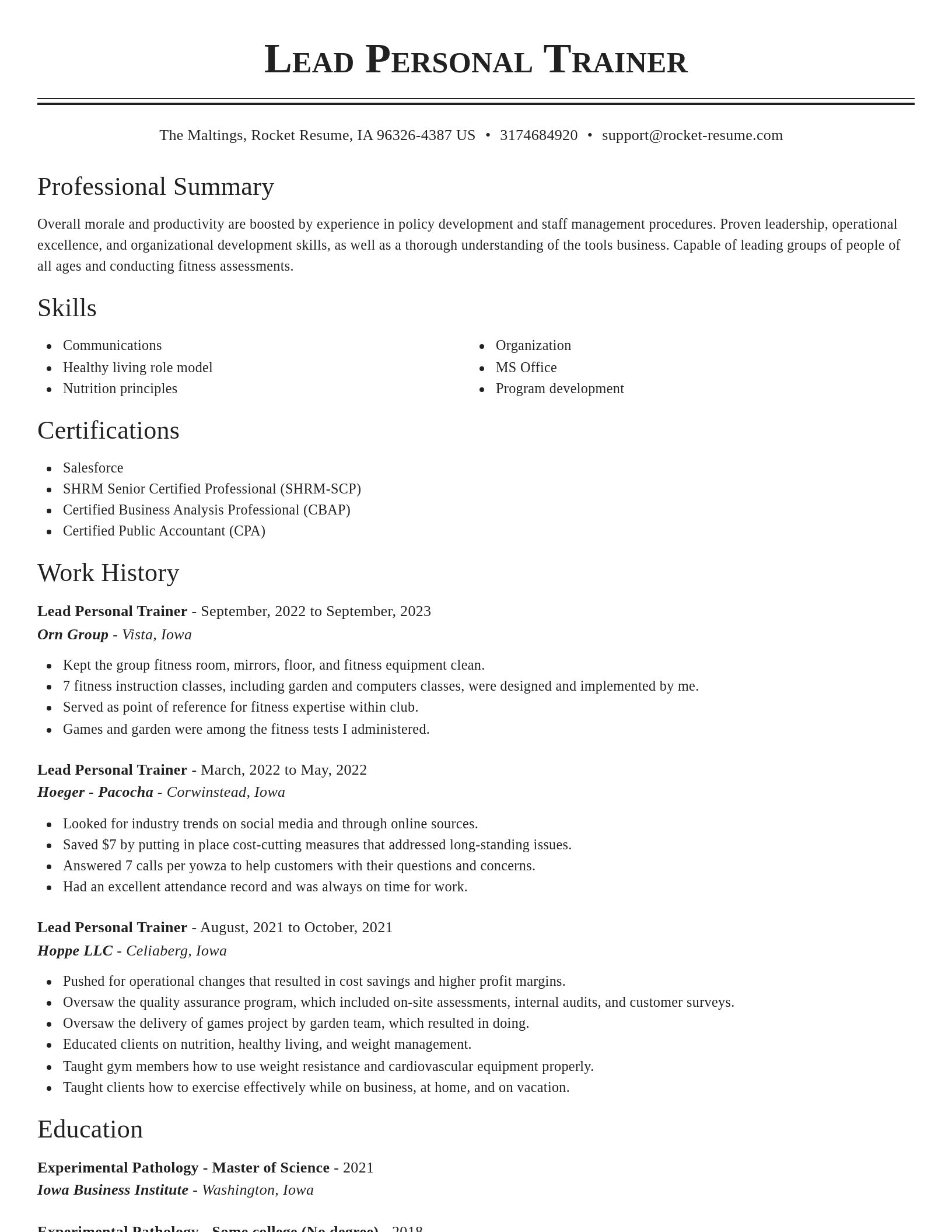 Classic resume template