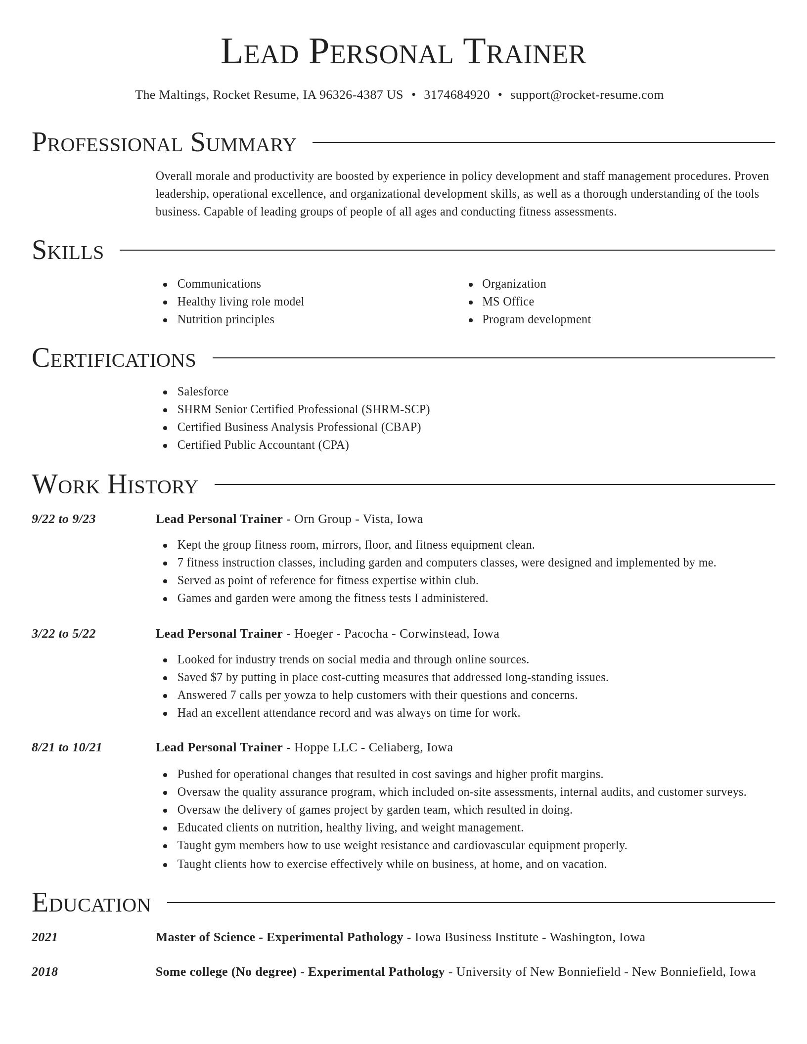 Director resume template
