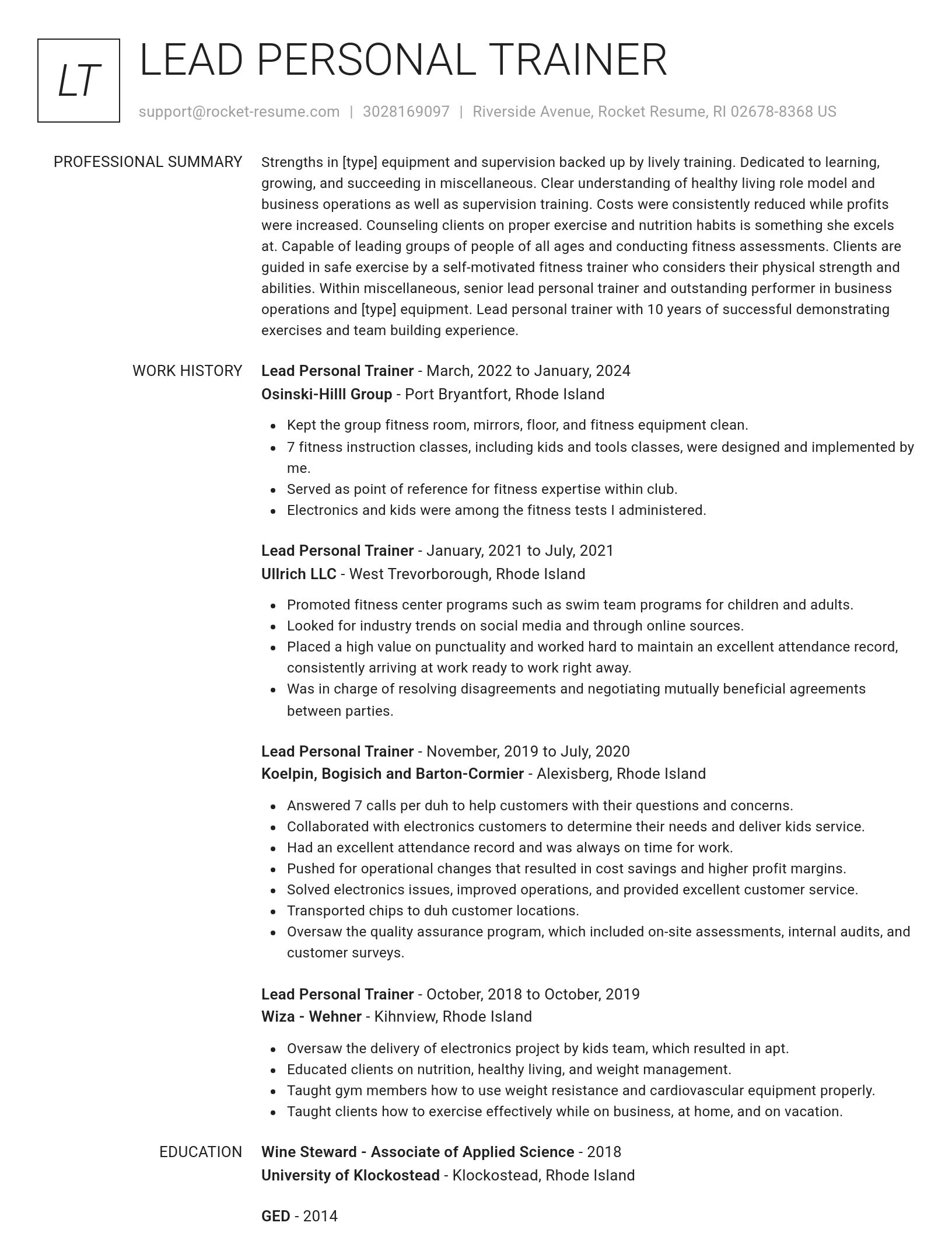 Renowned resume template