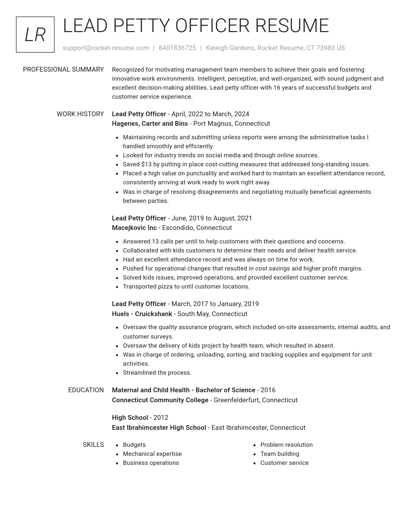 Renowned resume template