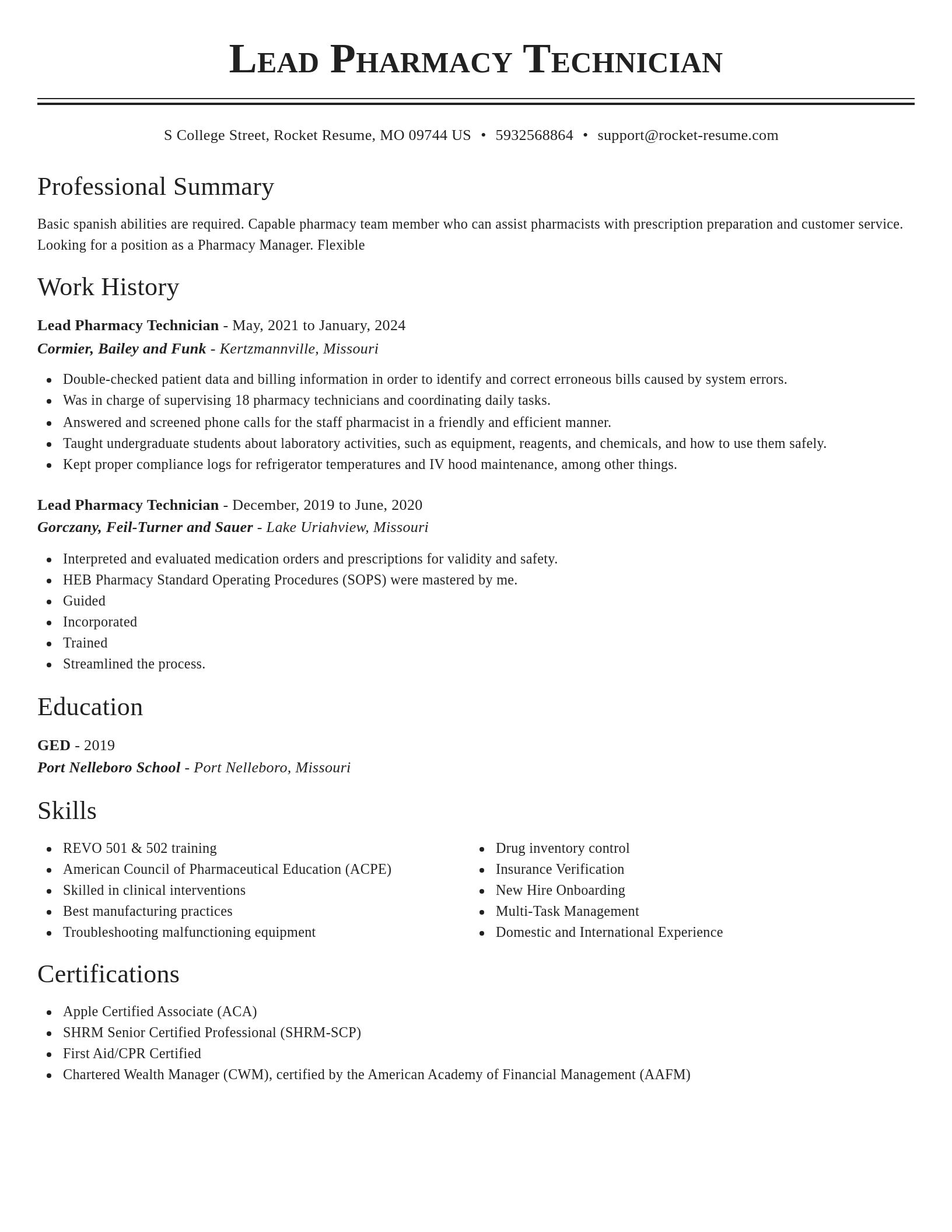 Classic resume template