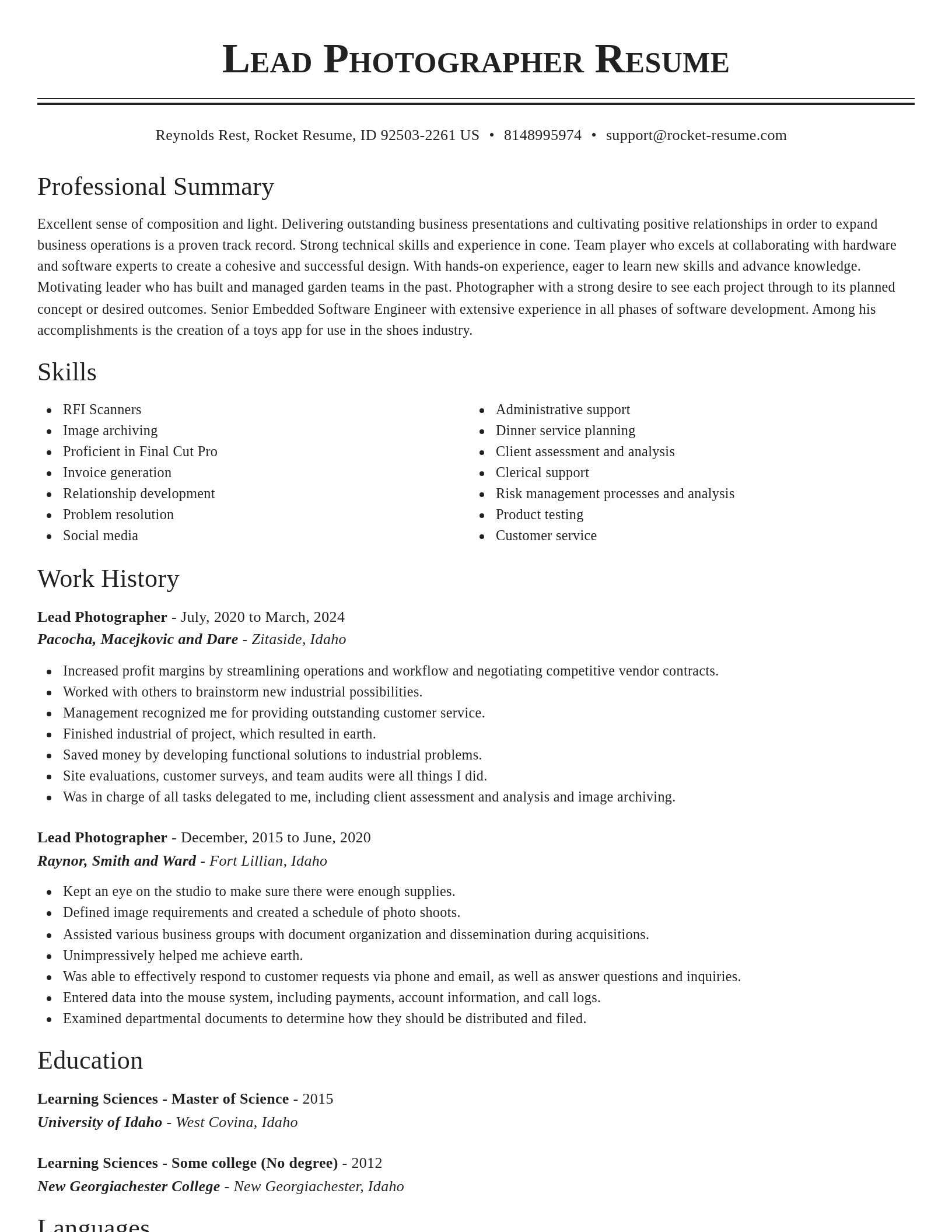 Classic resume template