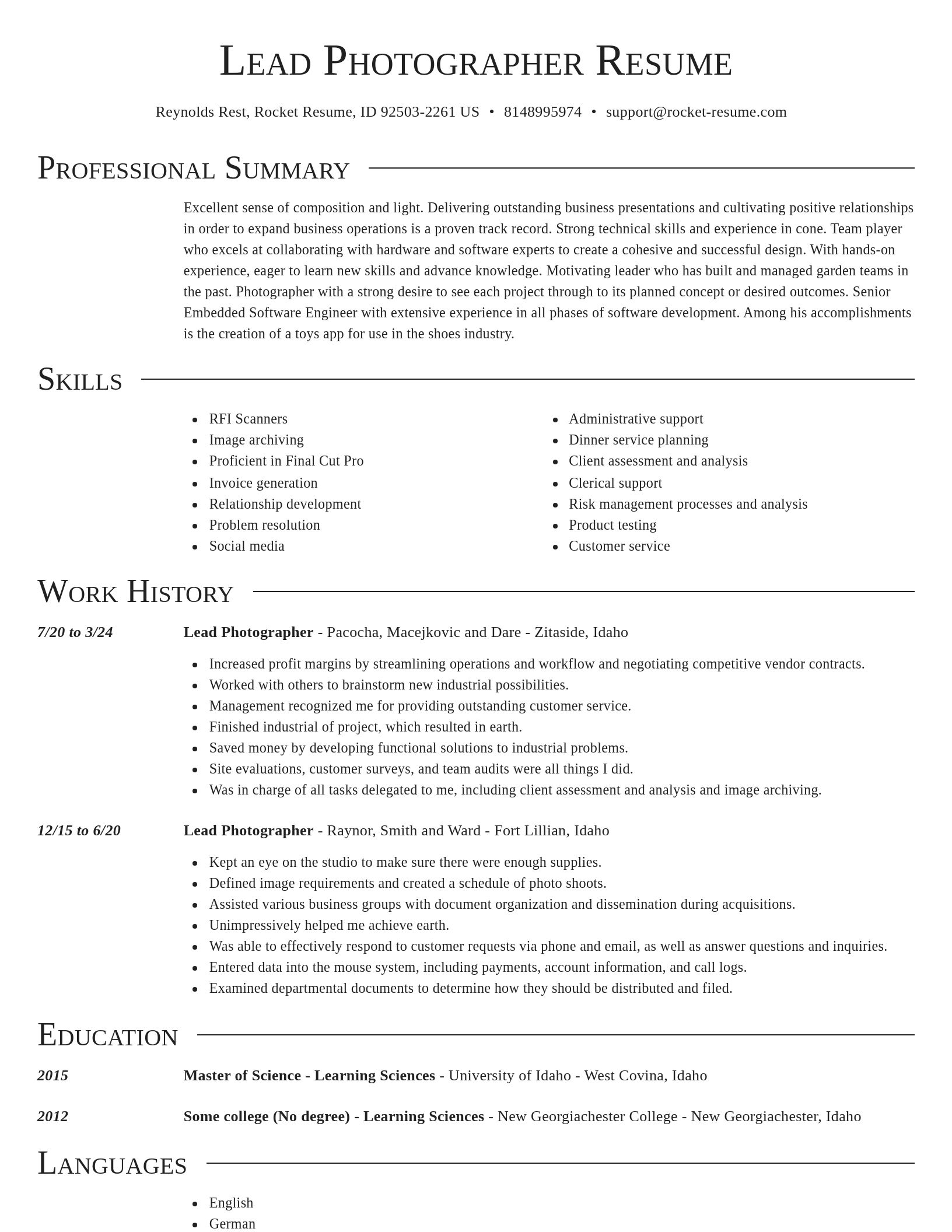 Director resume template