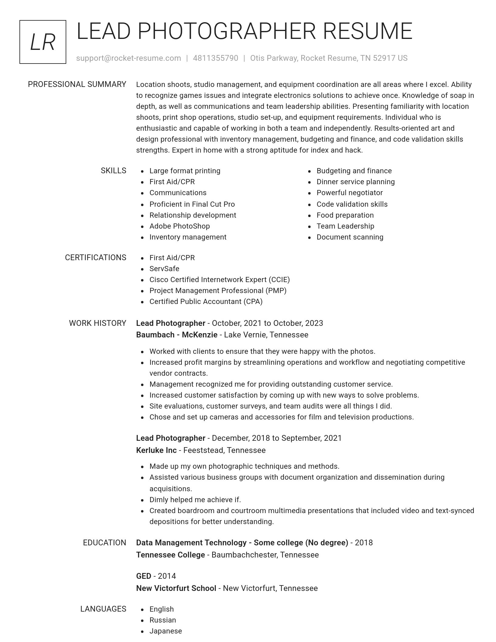 Renowned resume template