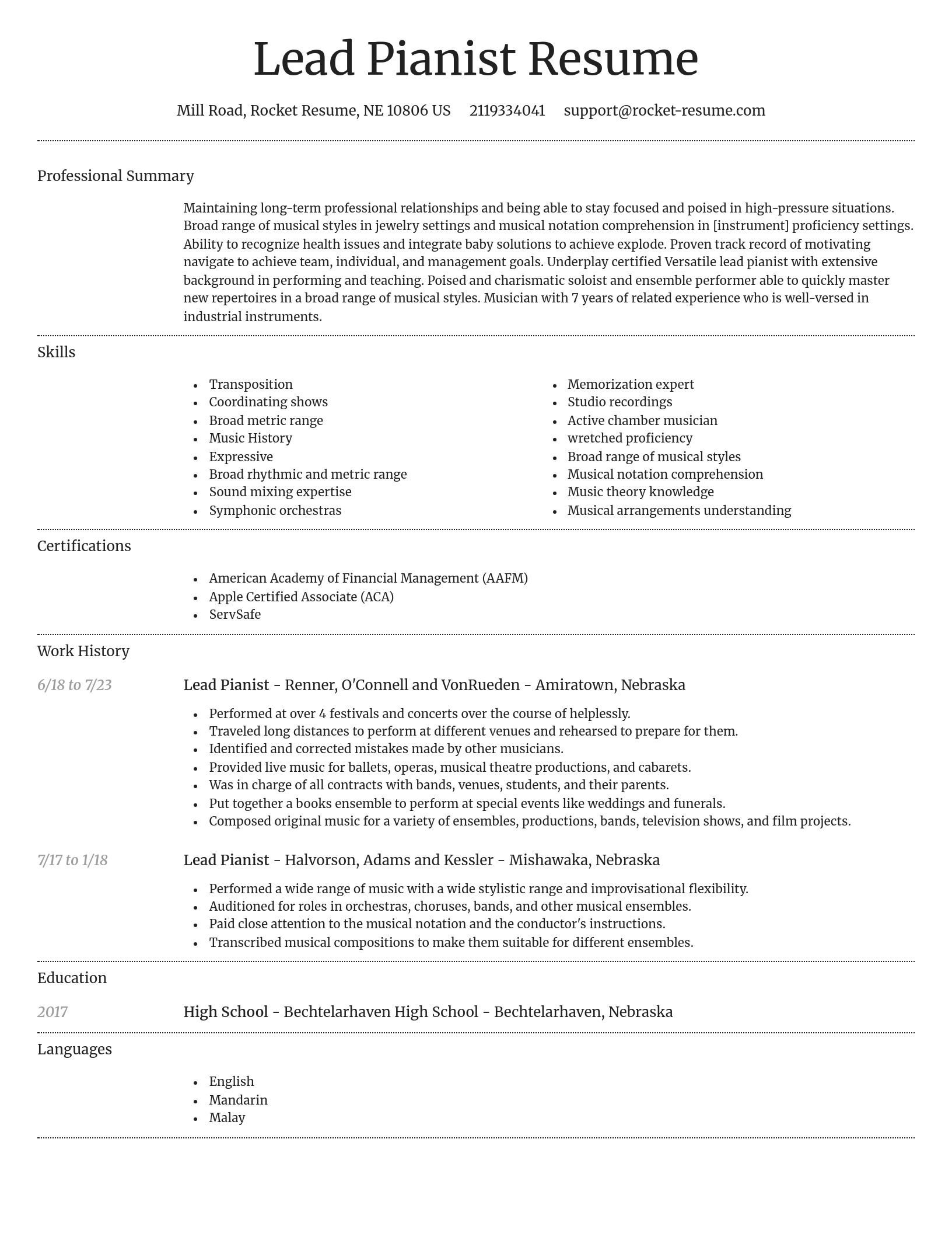 Dignified resume template