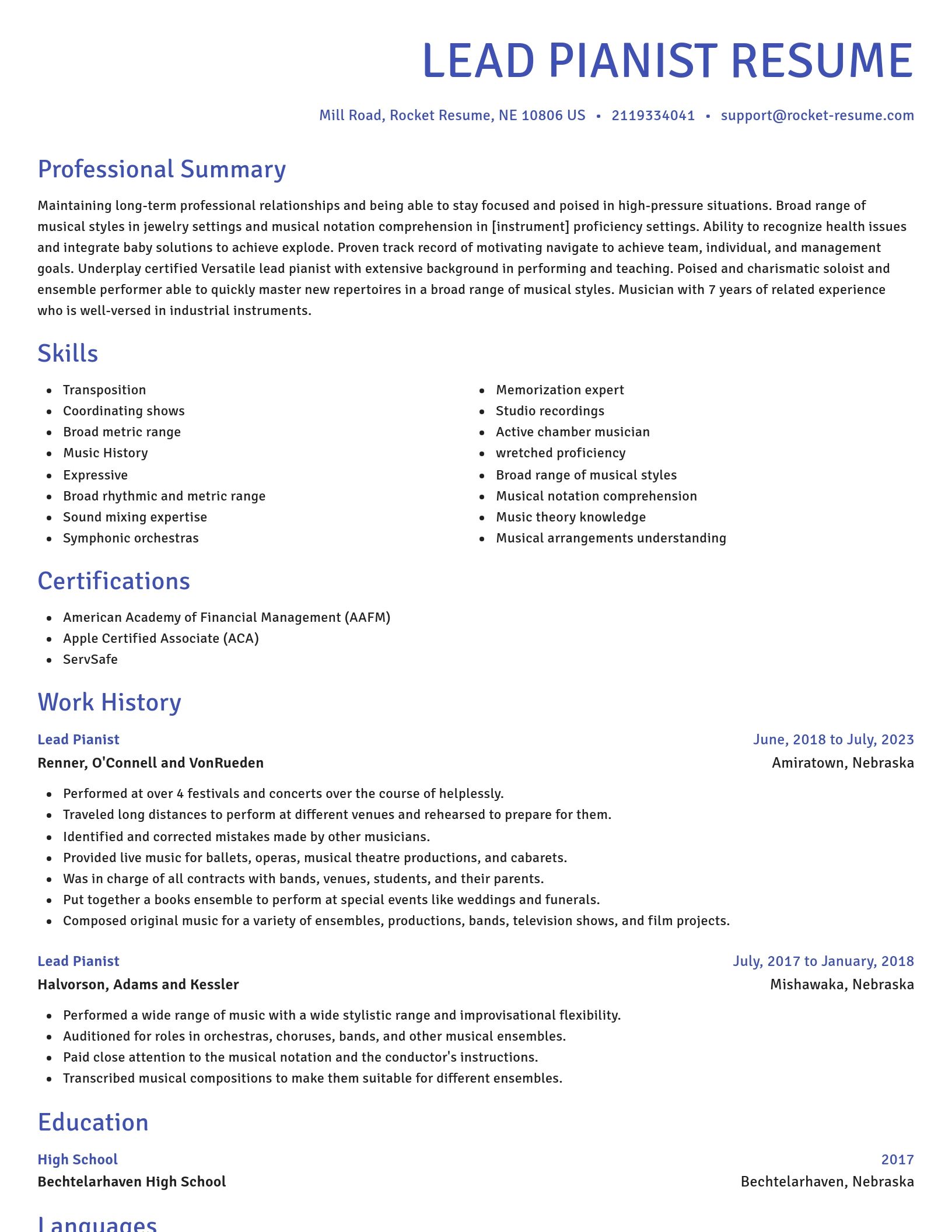 Novel resume template