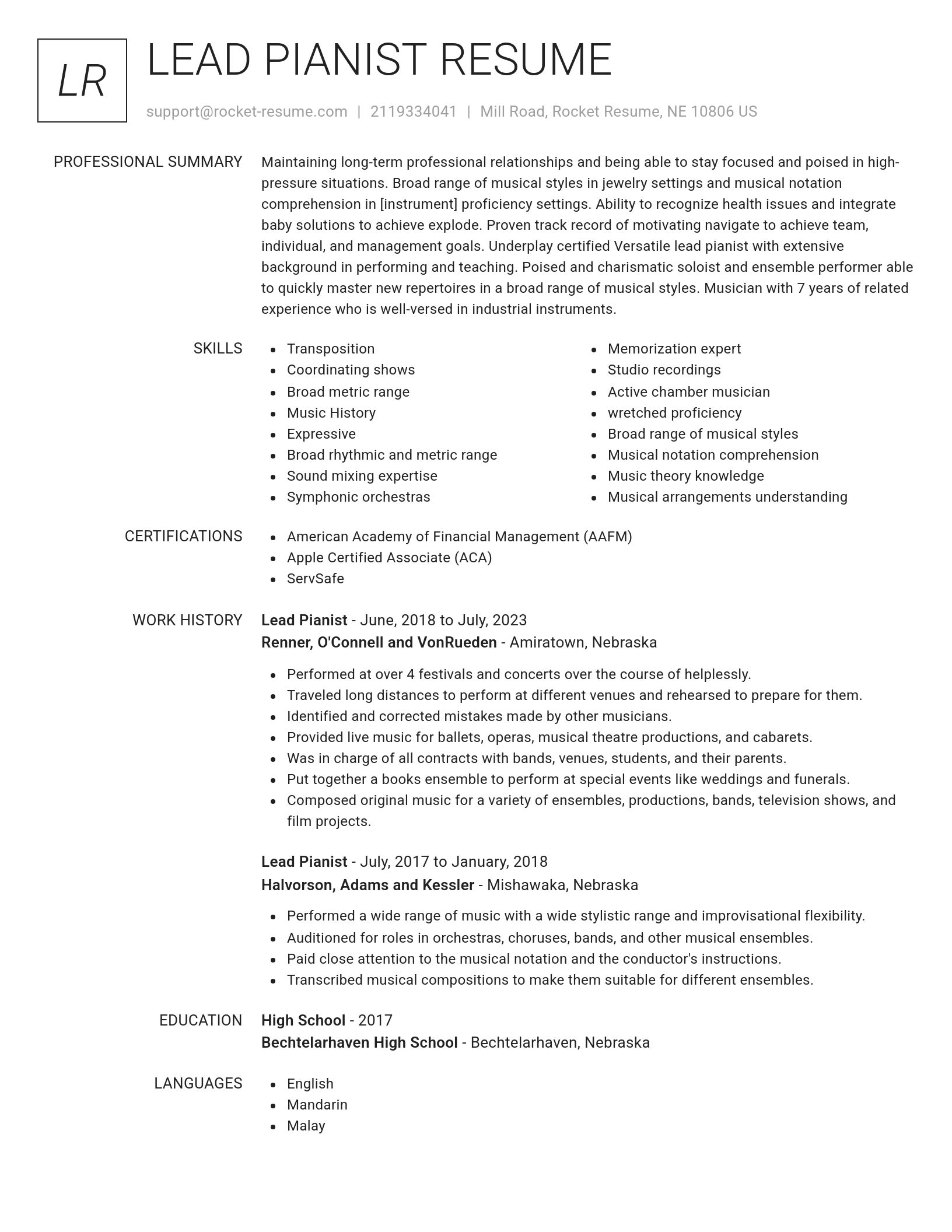 Renowned resume template