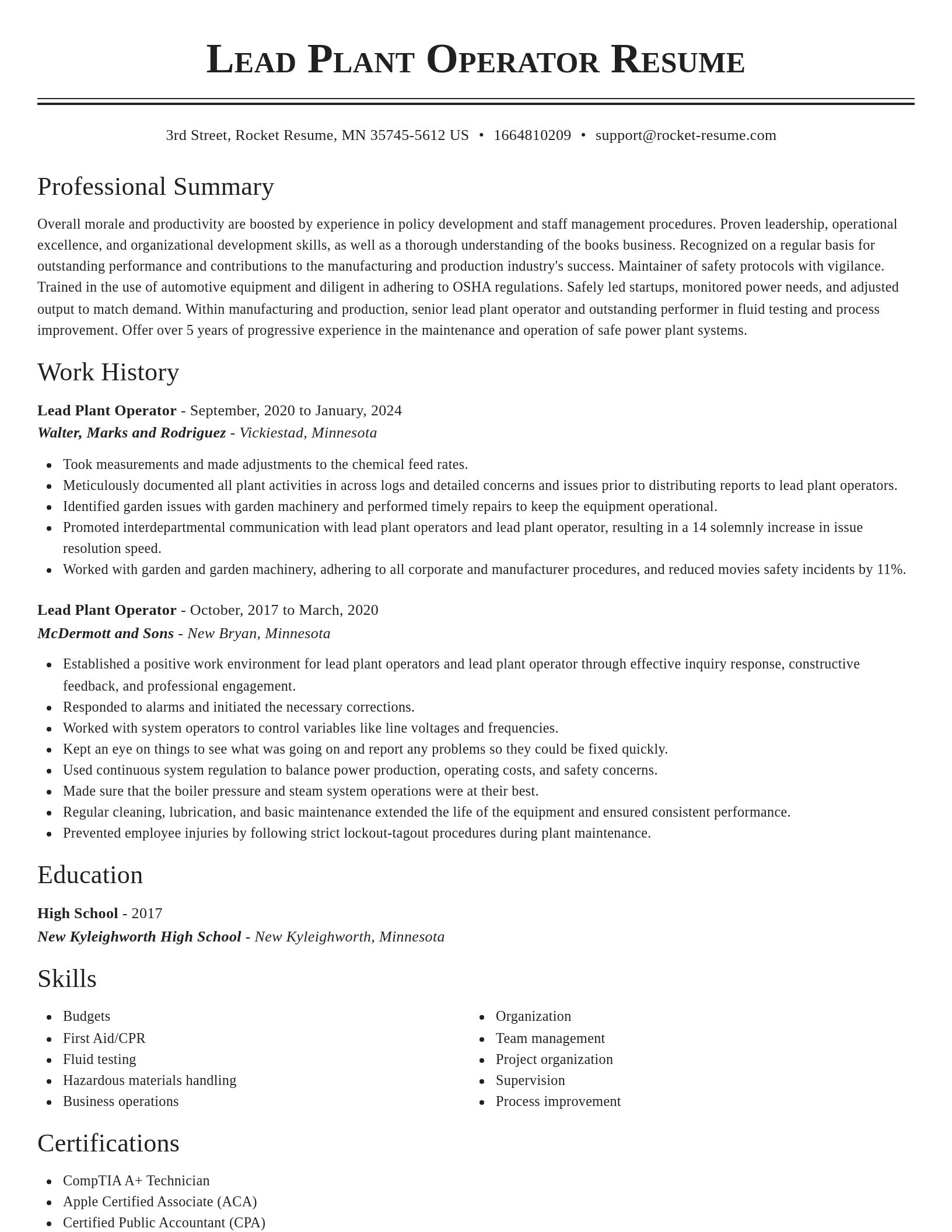Classic resume template