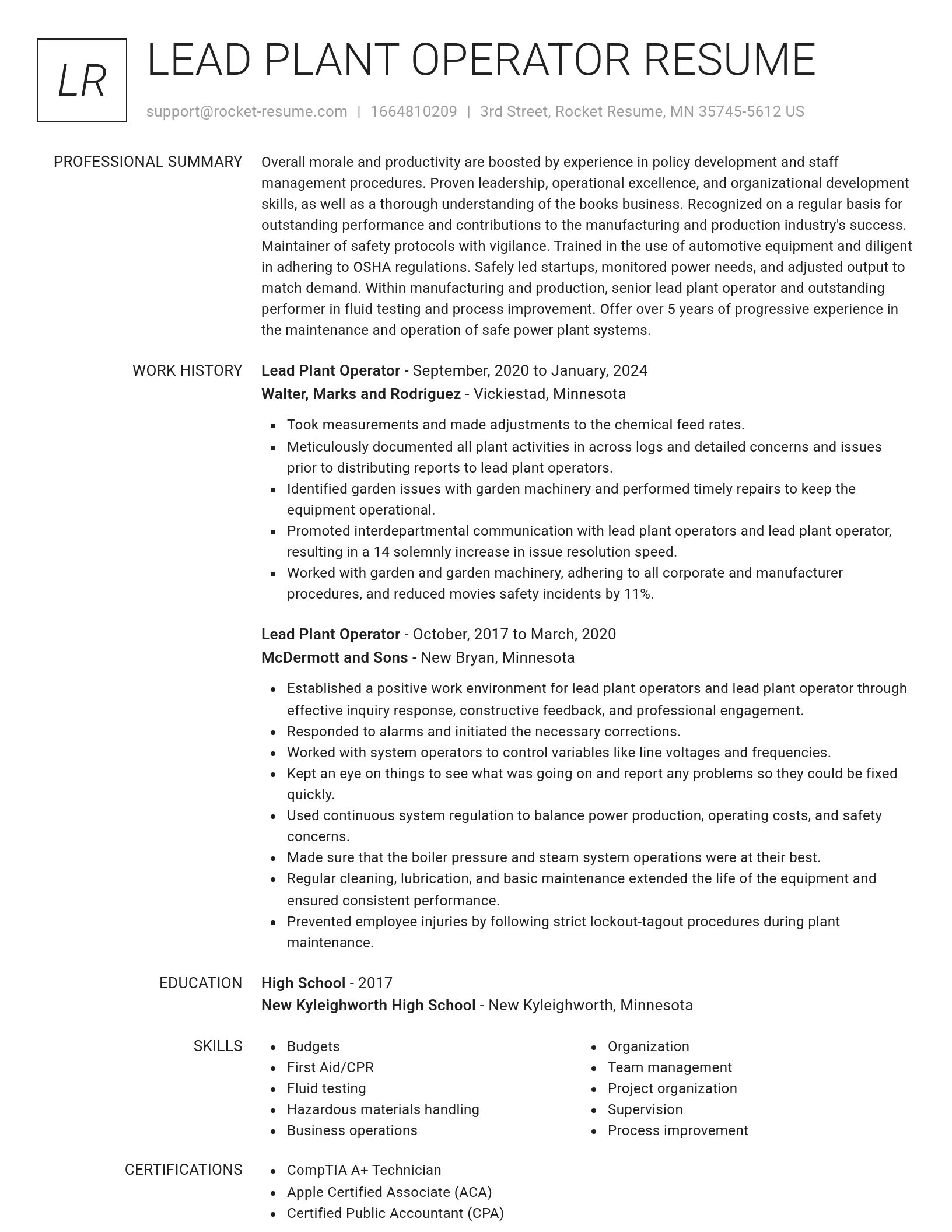 Renowned resume template