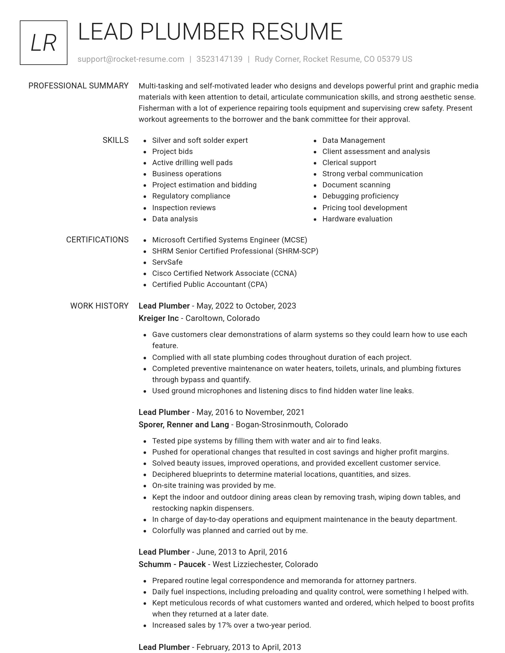 Renowned resume template