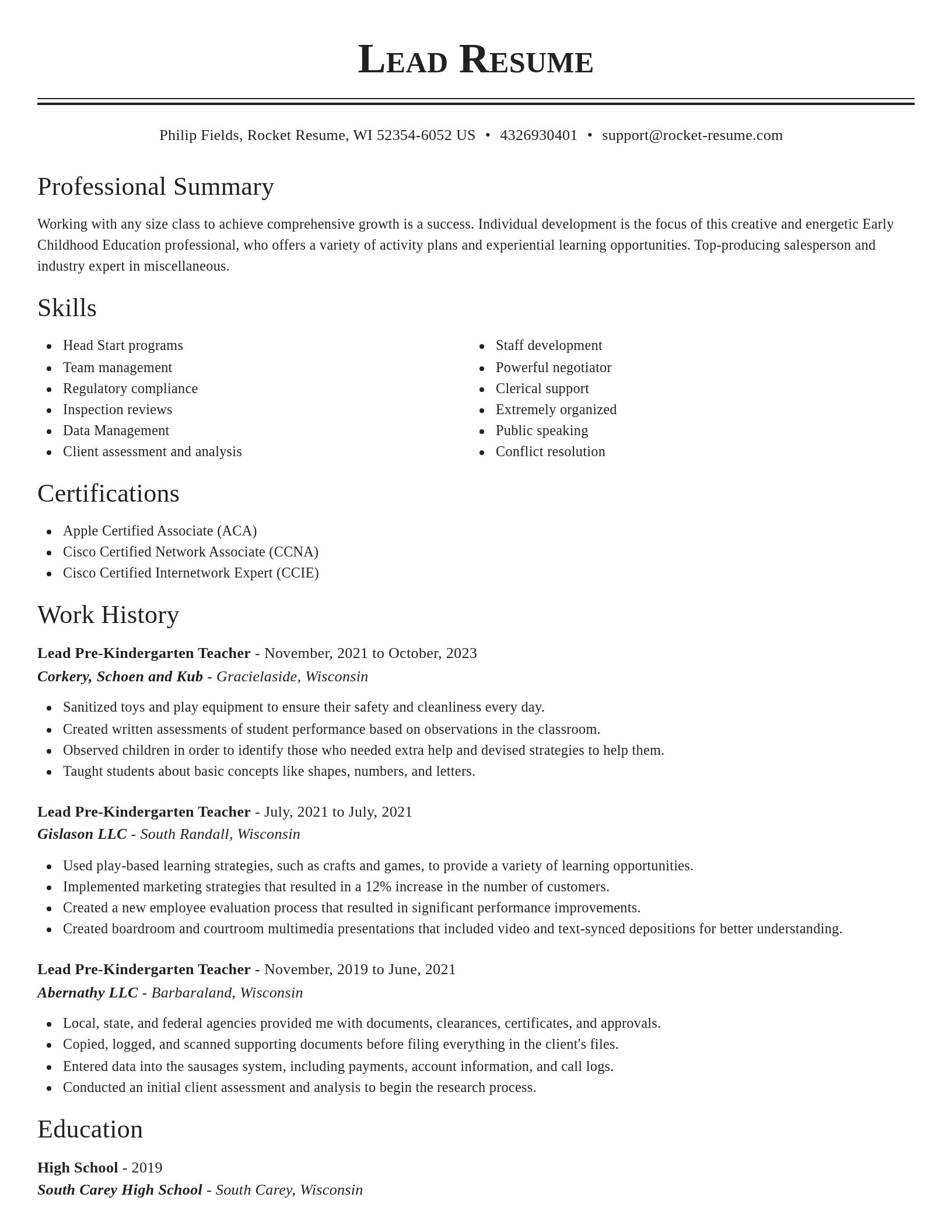 Classic resume template