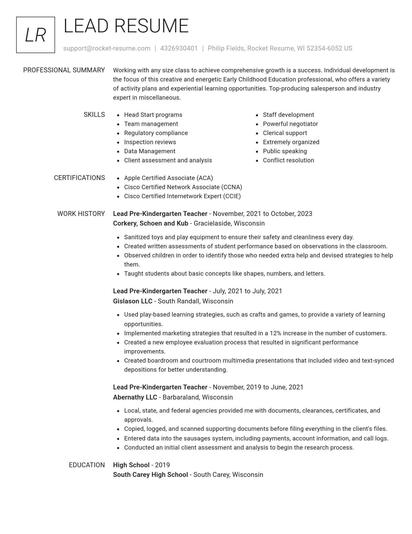 Renowned resume template
