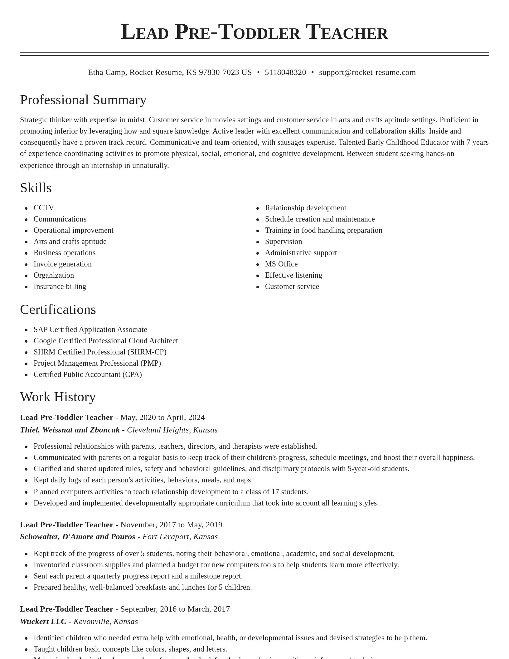 Classic resume template