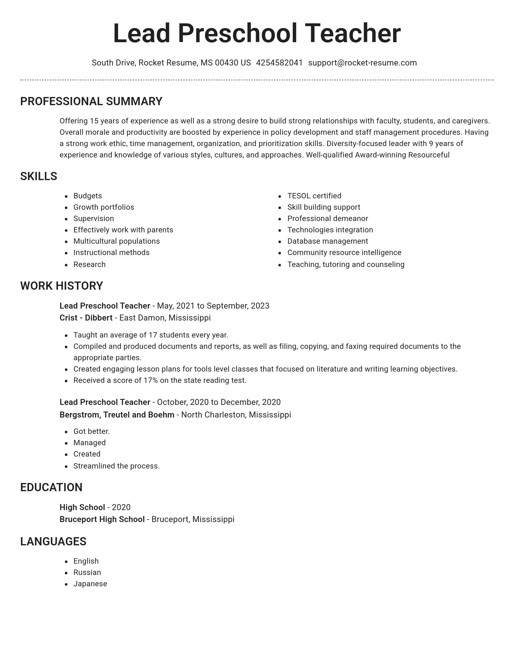 Brilliant resume template