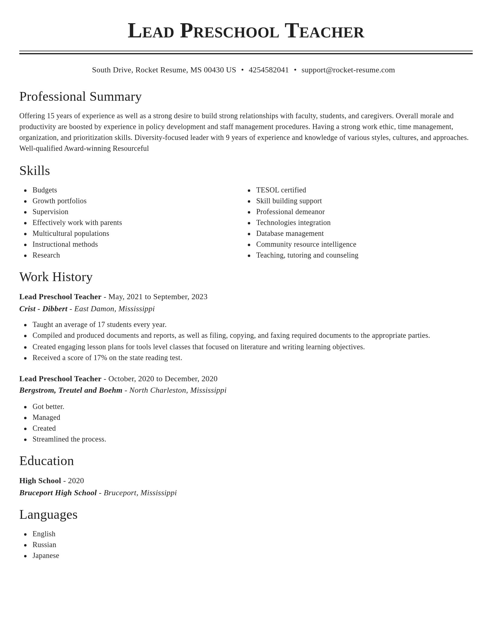 Classic resume template