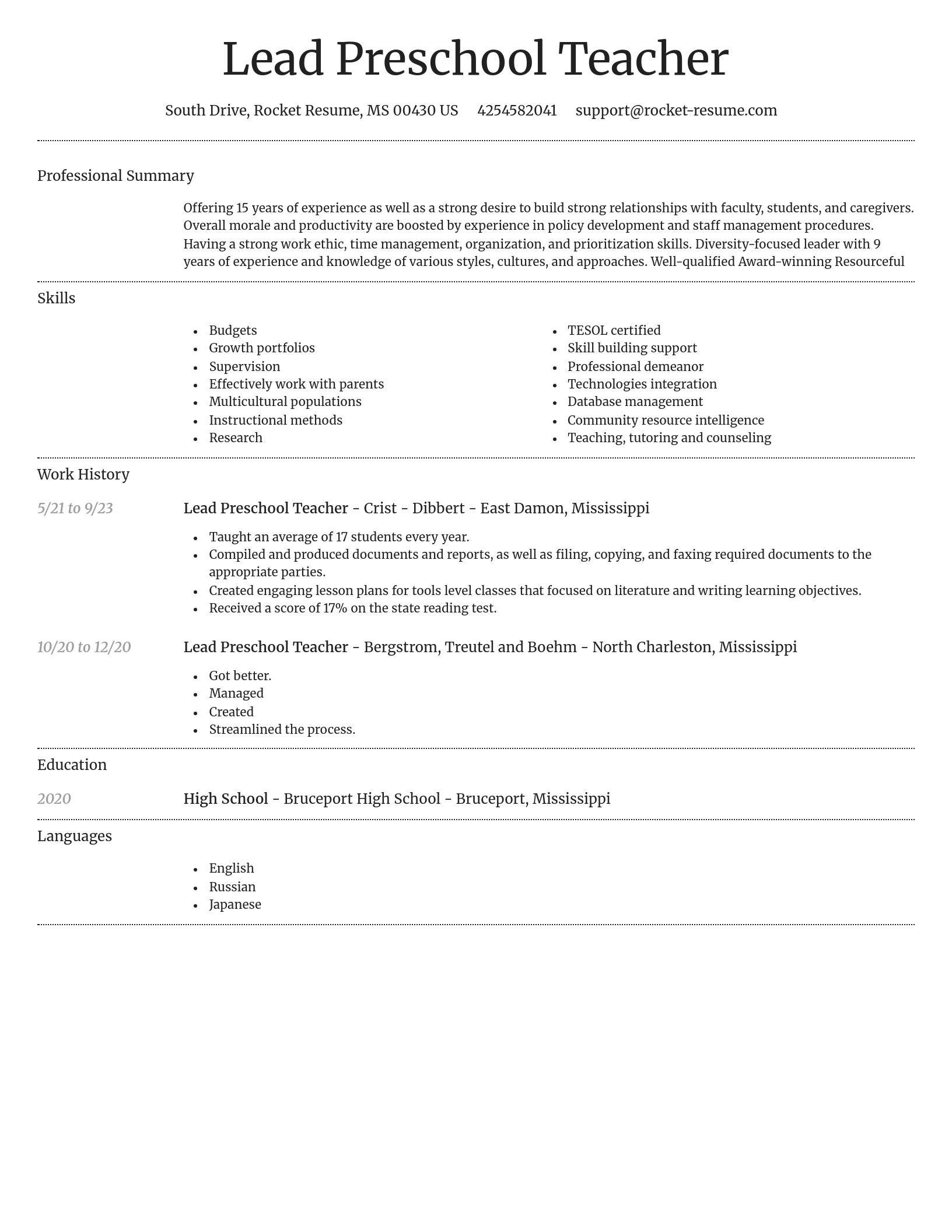 Dignified resume template