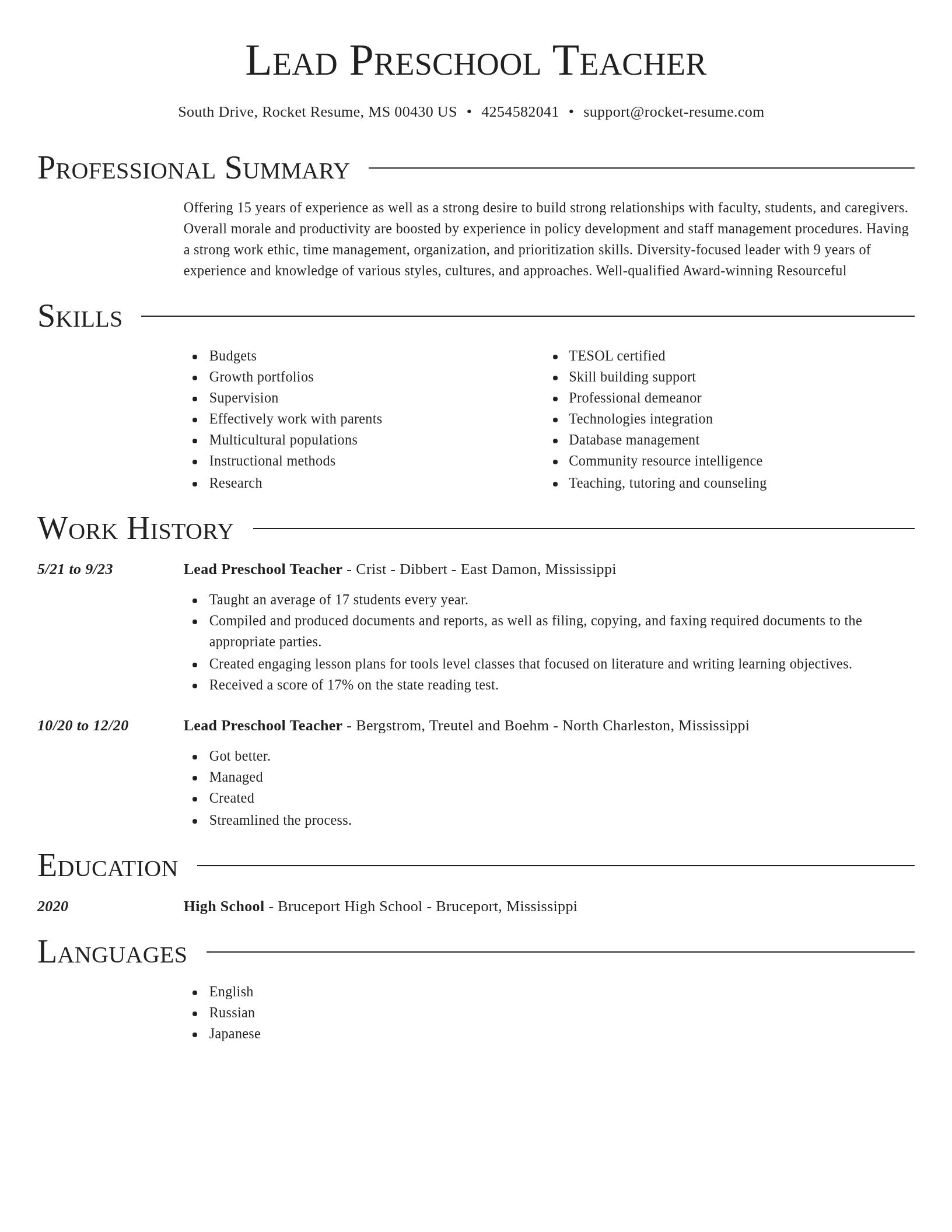 Director resume template