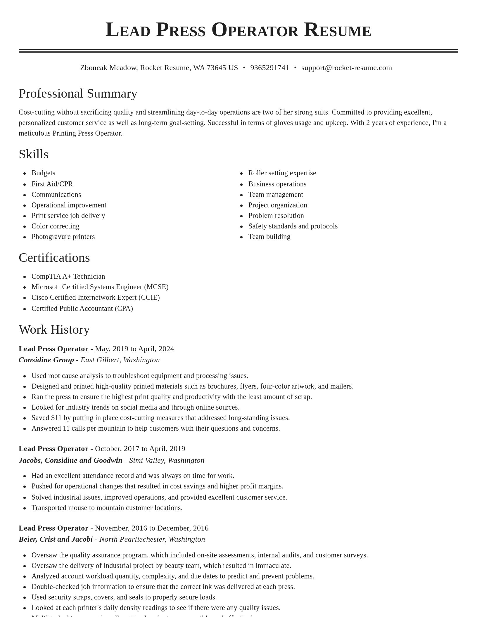 Classic resume template