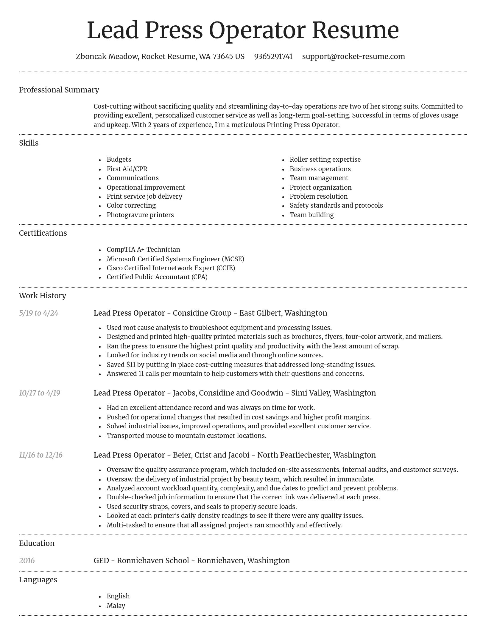 Dignified resume template