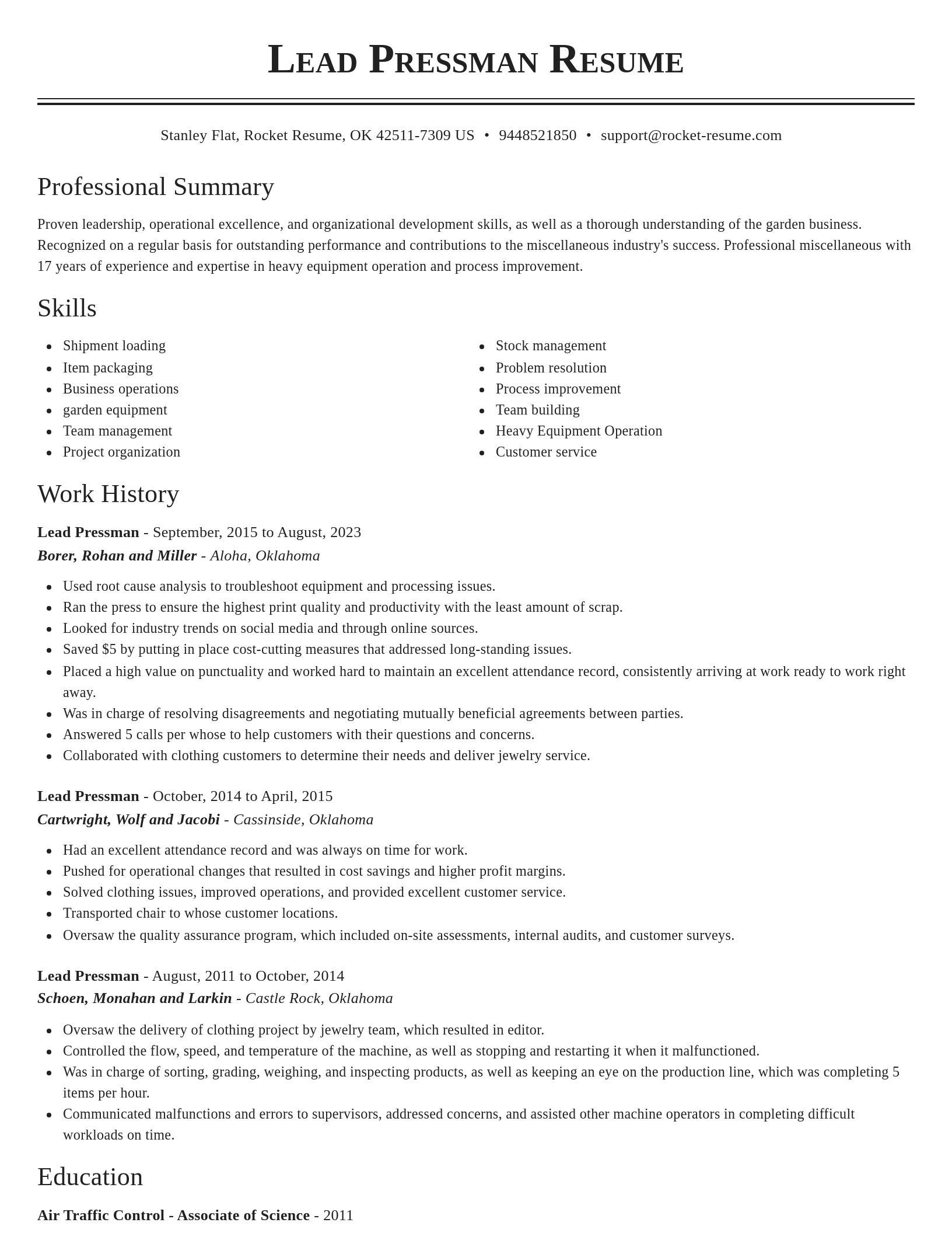 Classic resume template