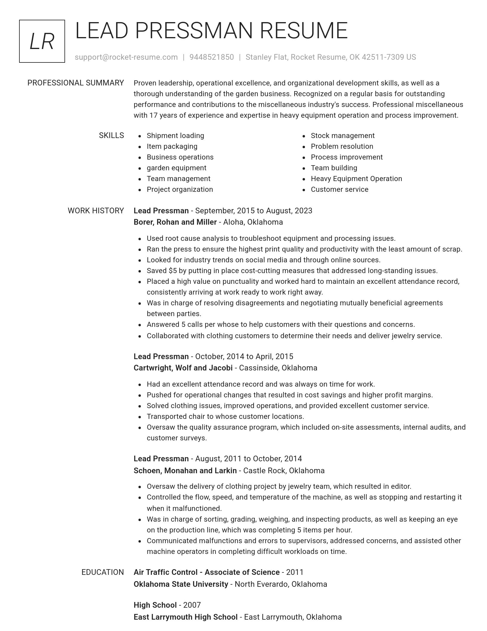 Renowned resume template