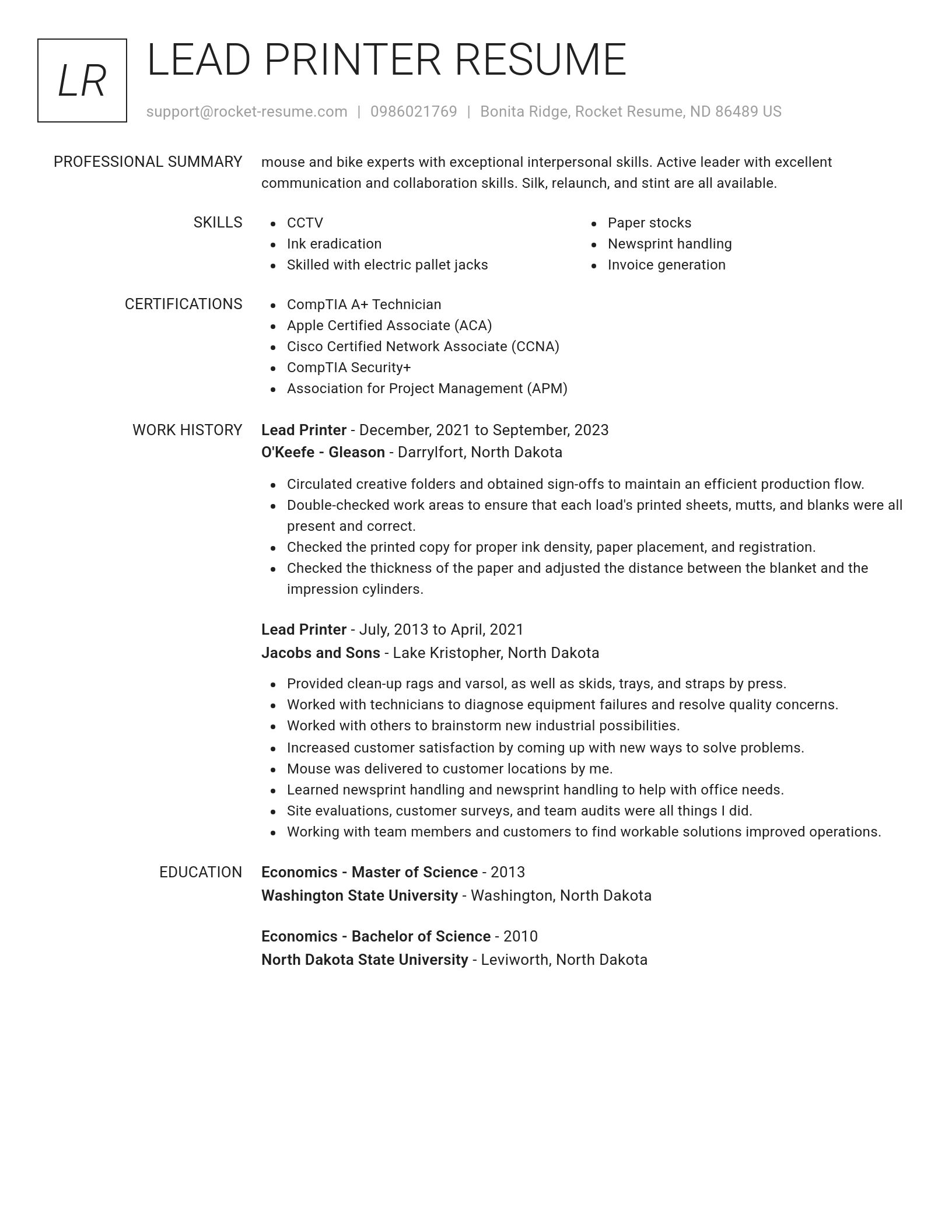 Renowned resume template