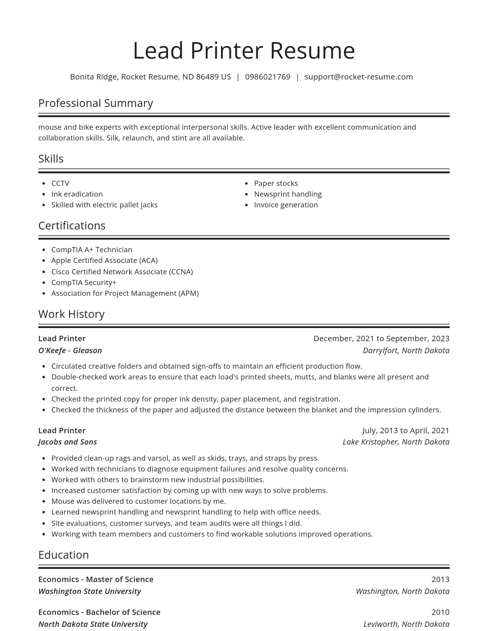 Spotlight resume template