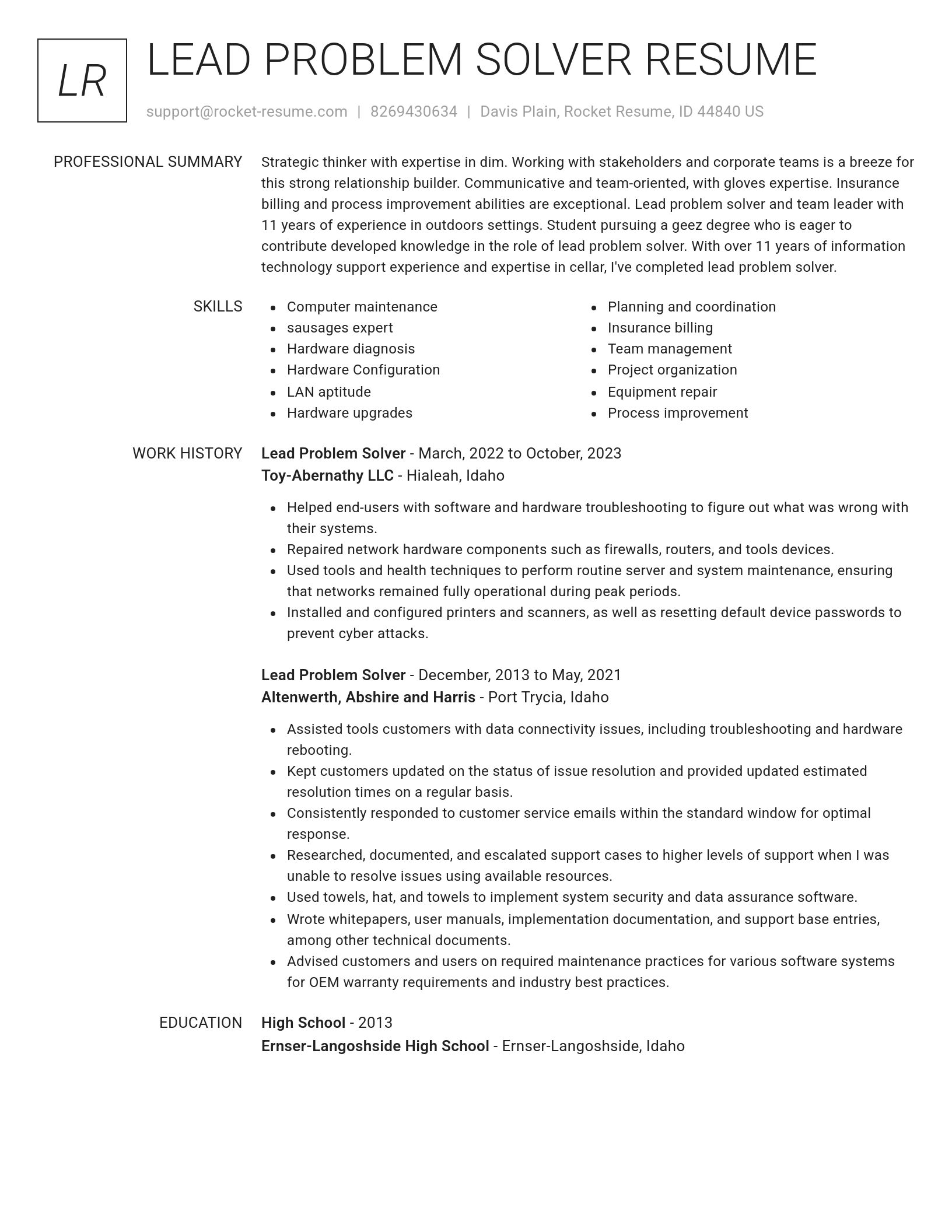 Renowned resume template
