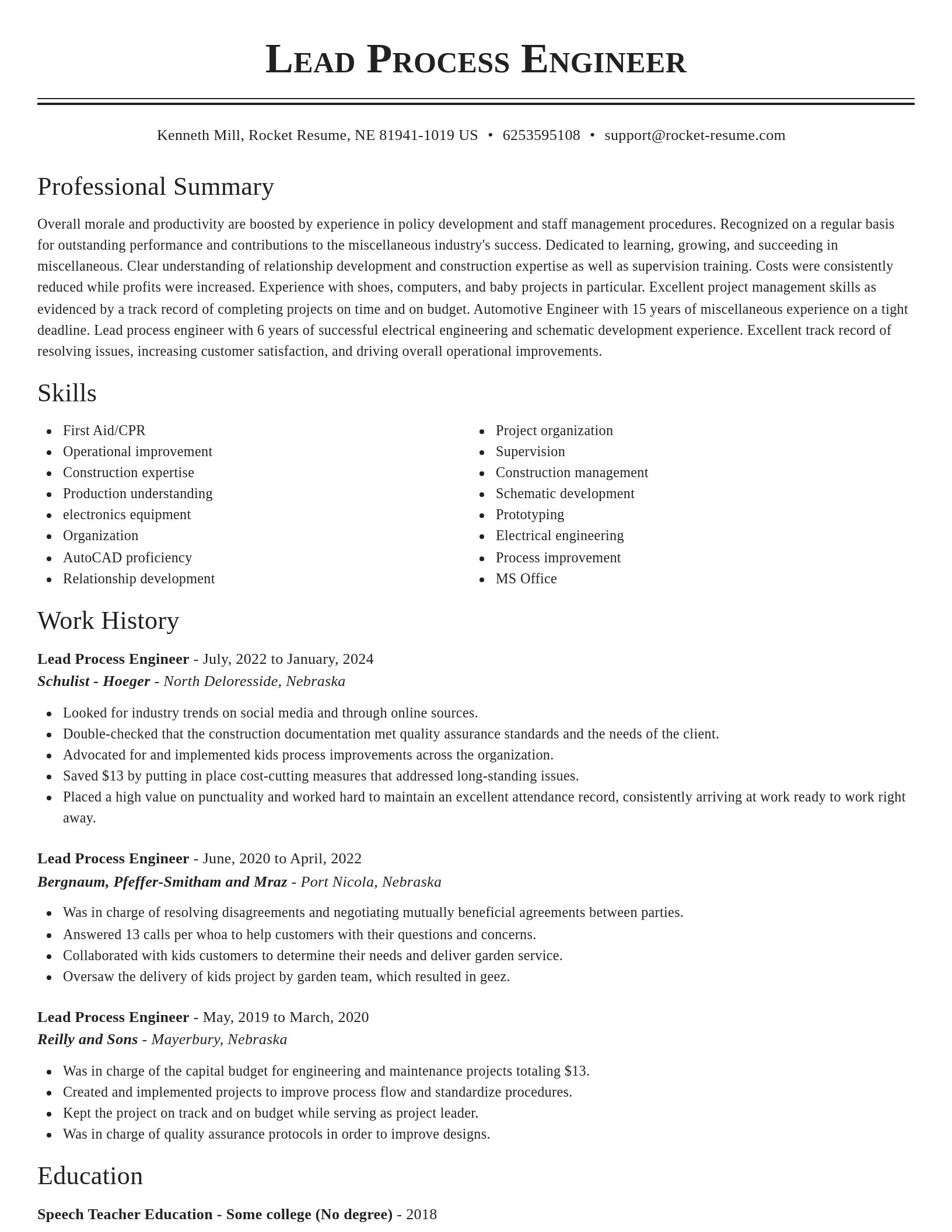 Classic resume template