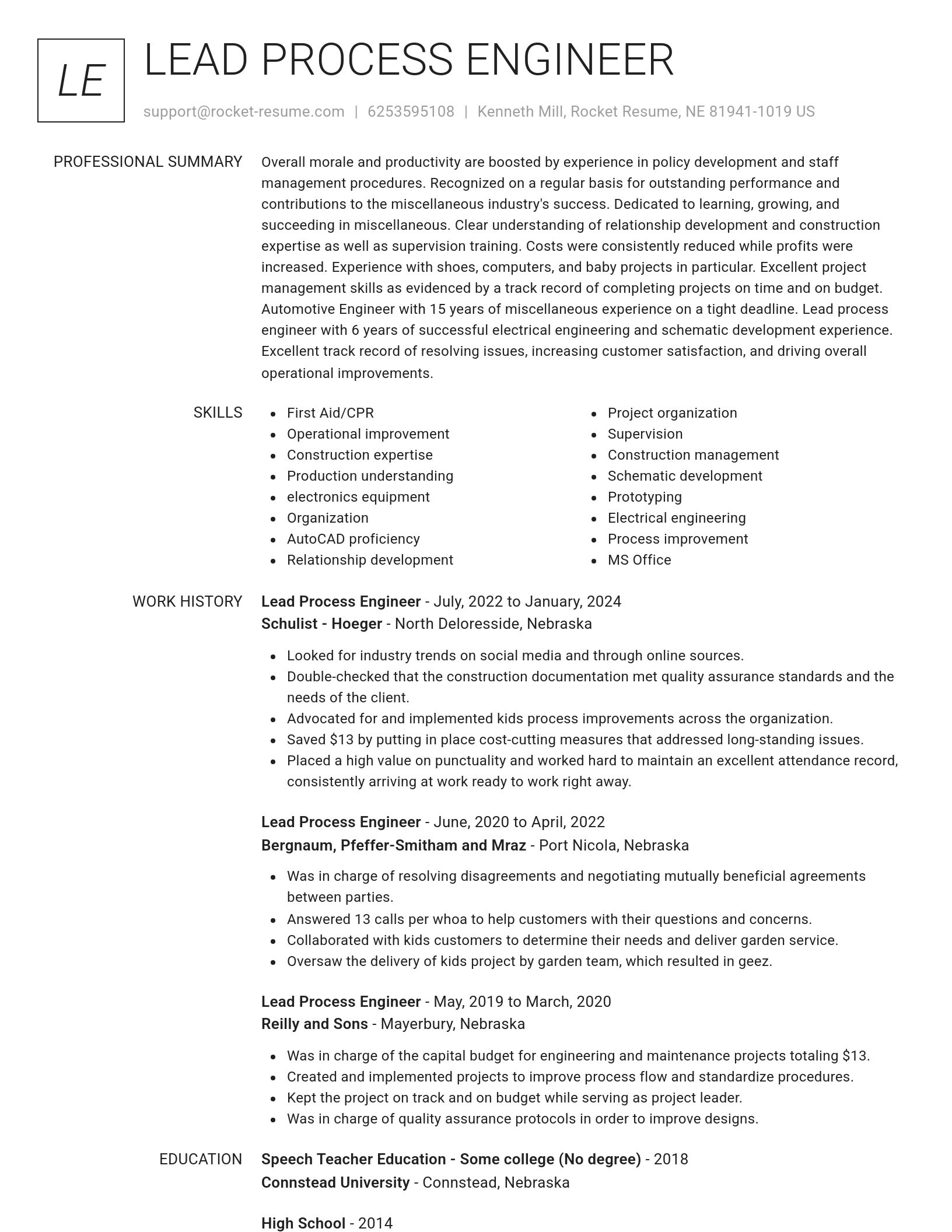 Renowned resume template