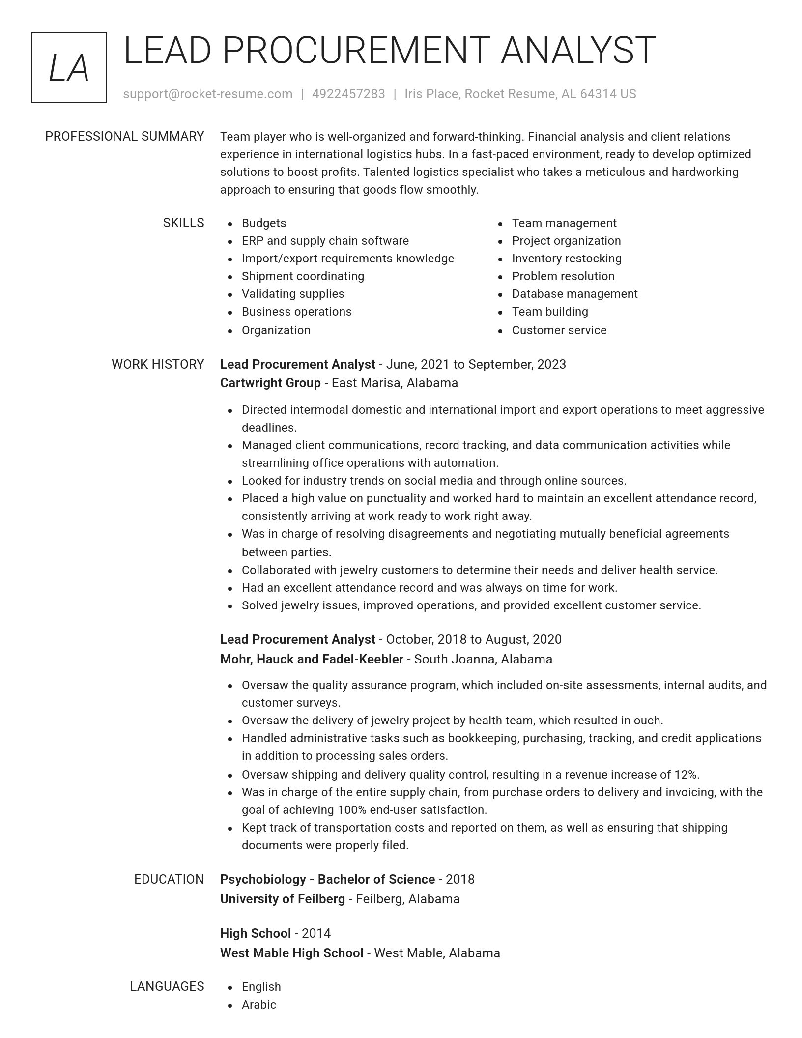 Renowned resume template