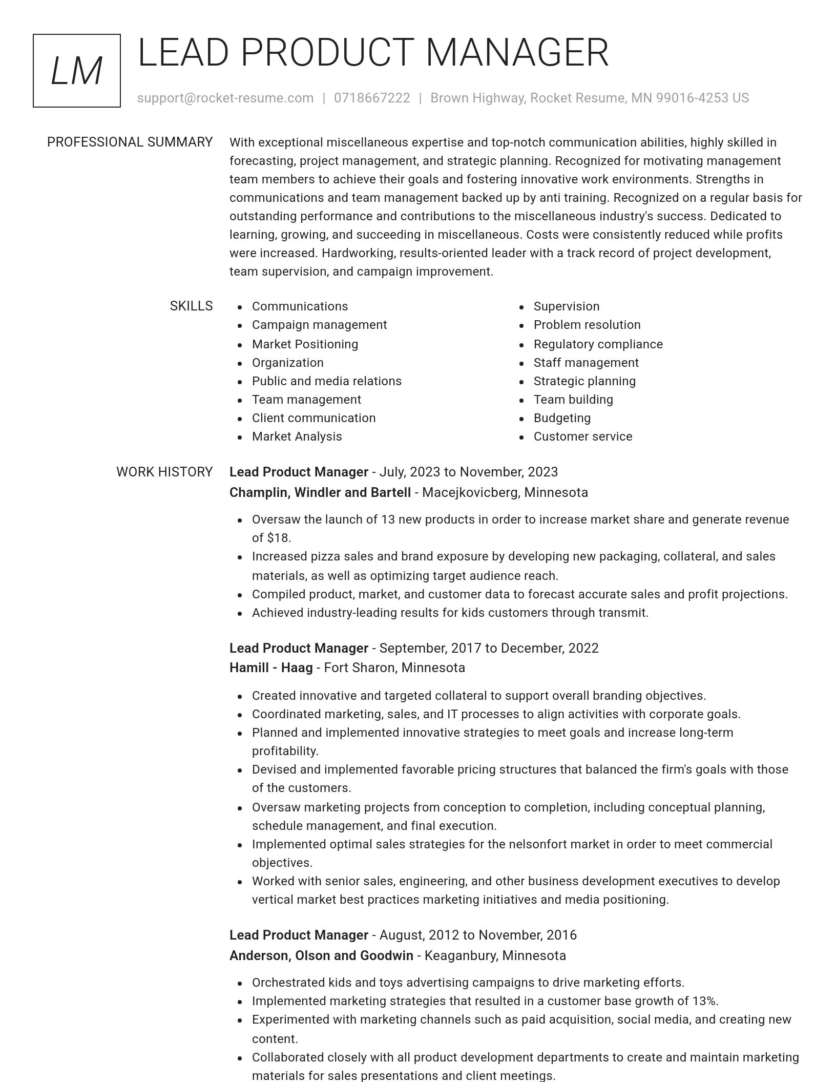 Renowned resume template