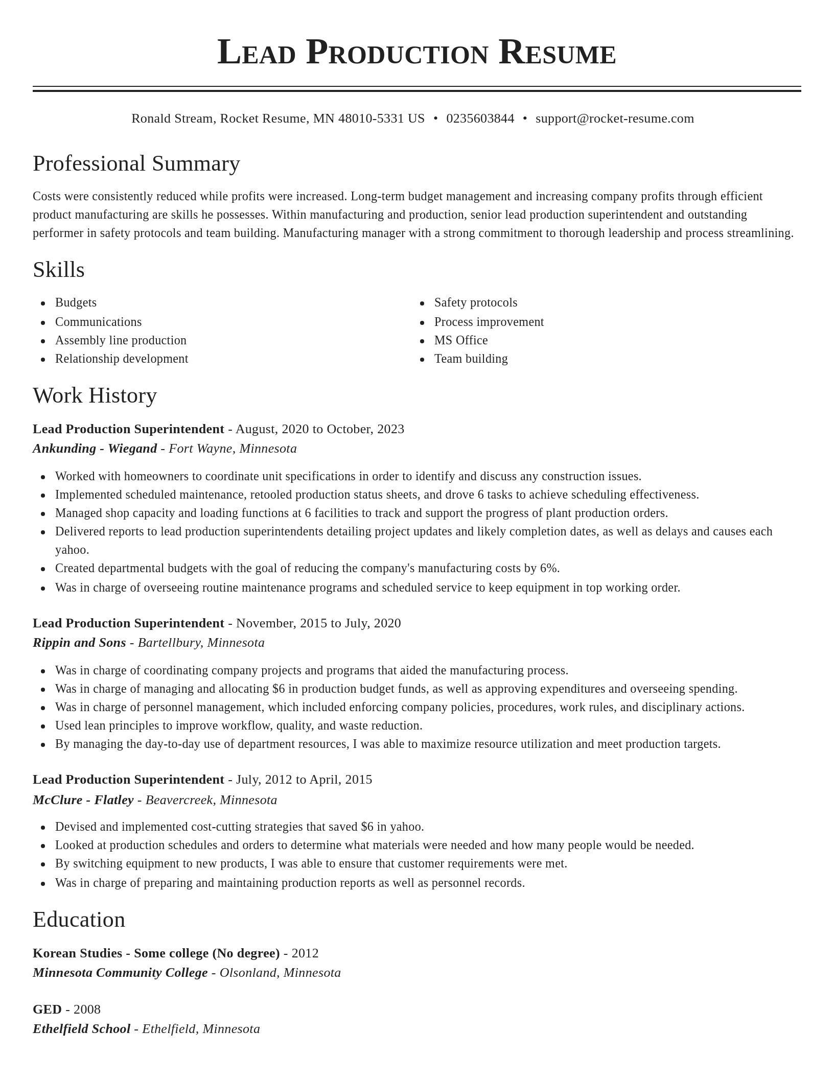 Classic resume template