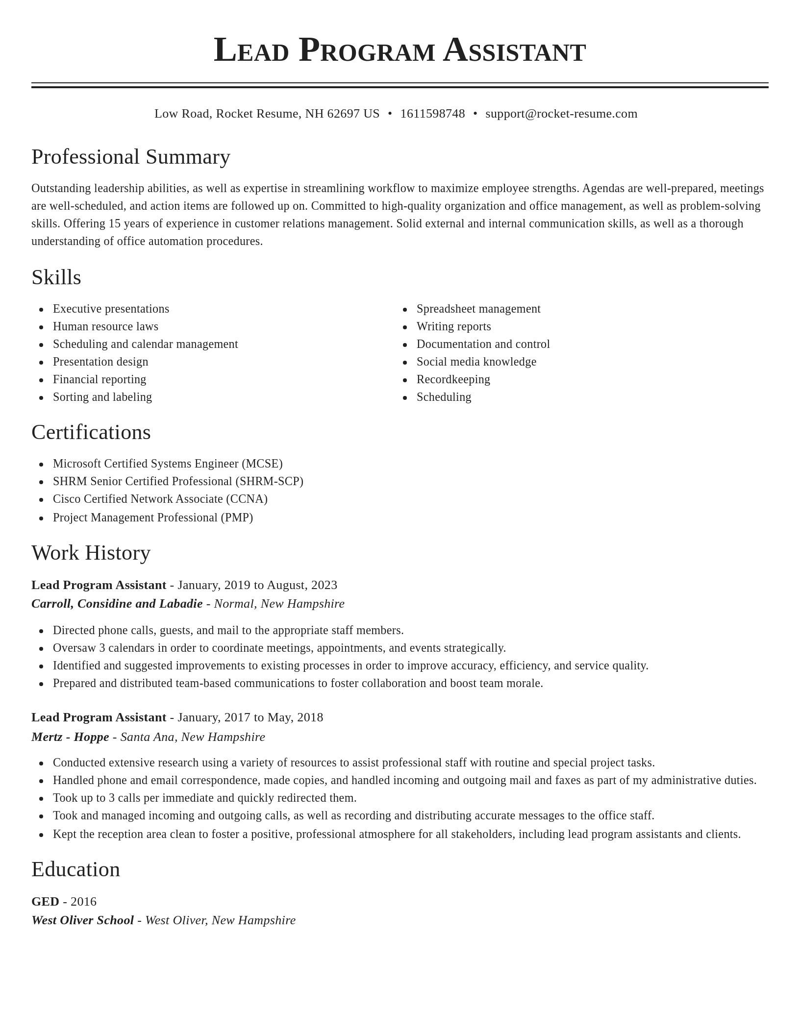 Classic resume template