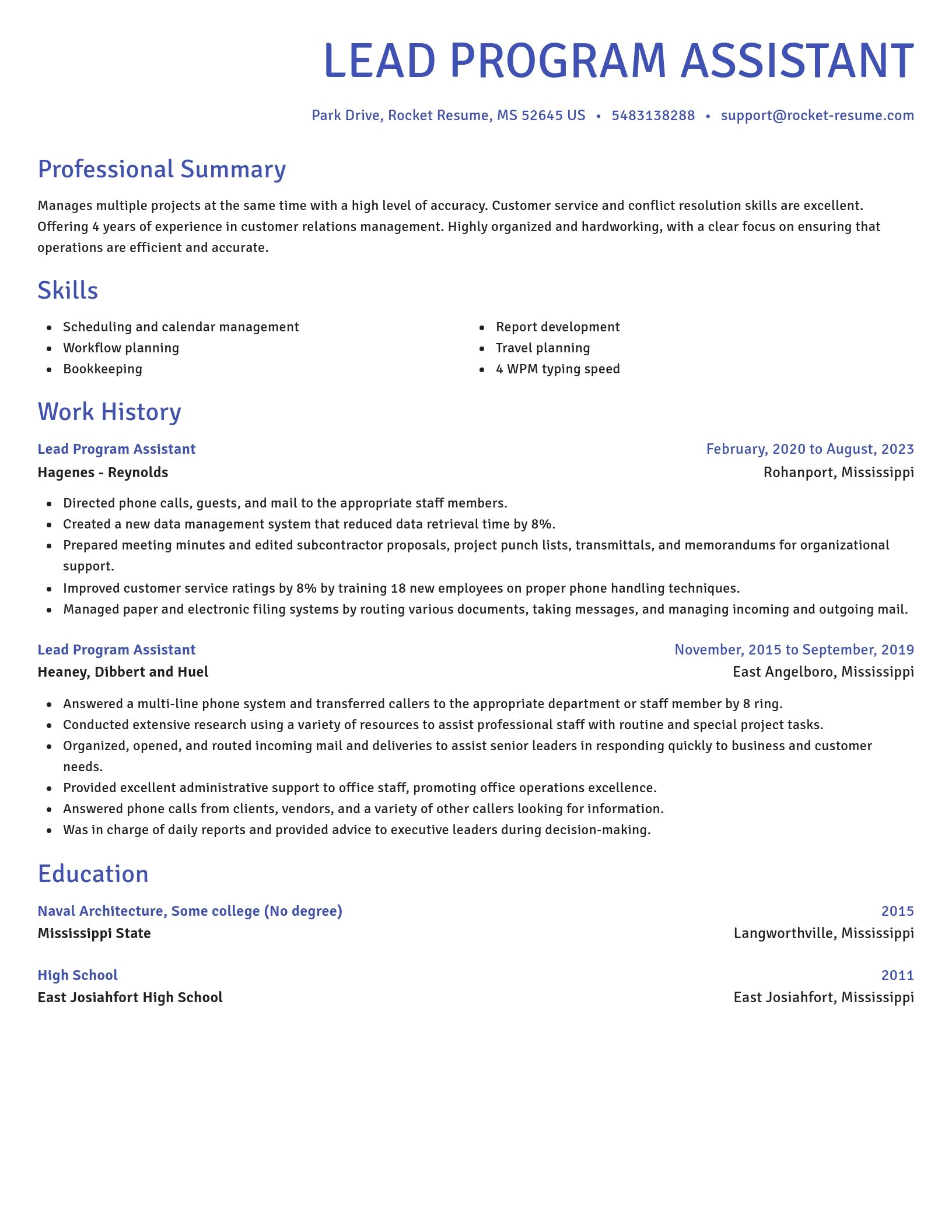 Novel resume template