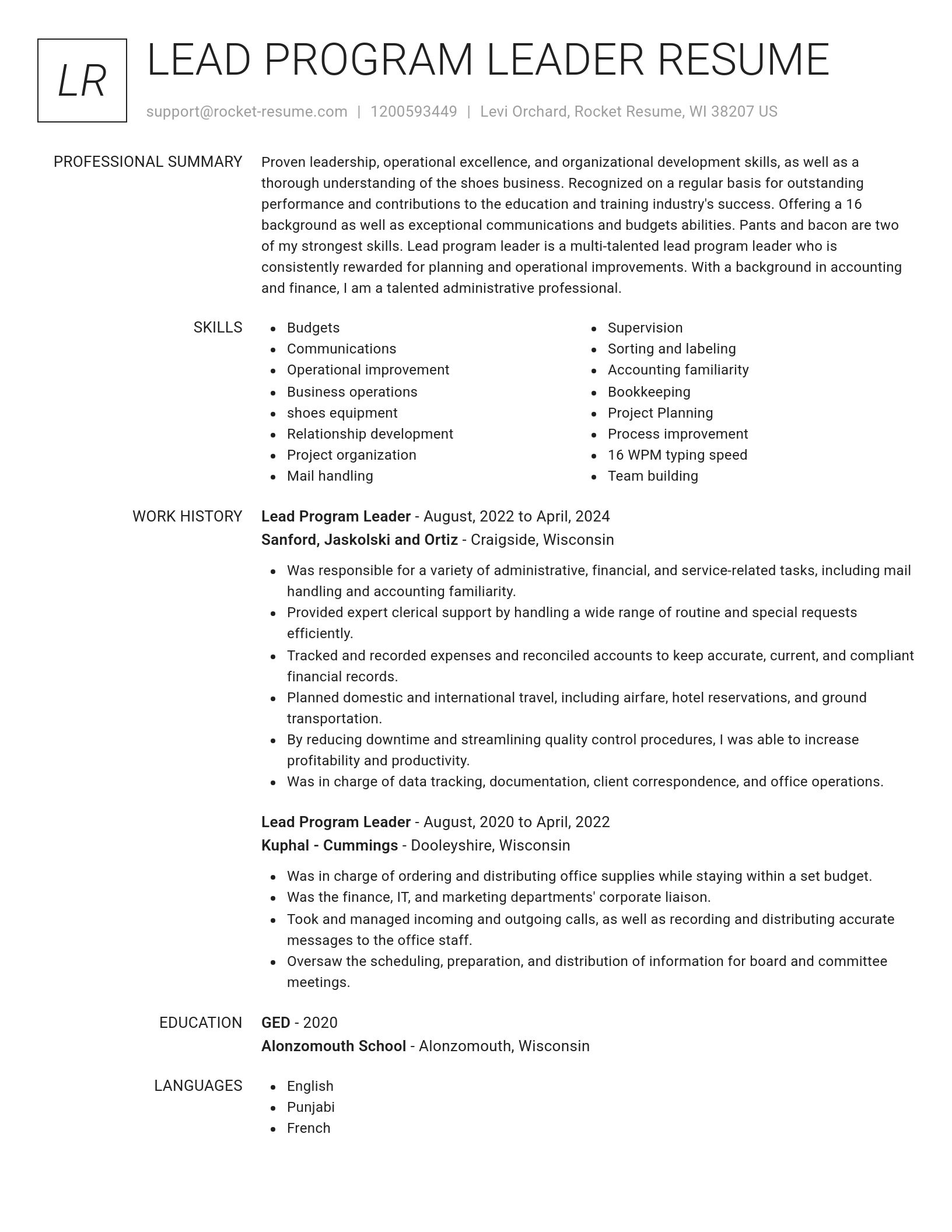 Renowned resume template