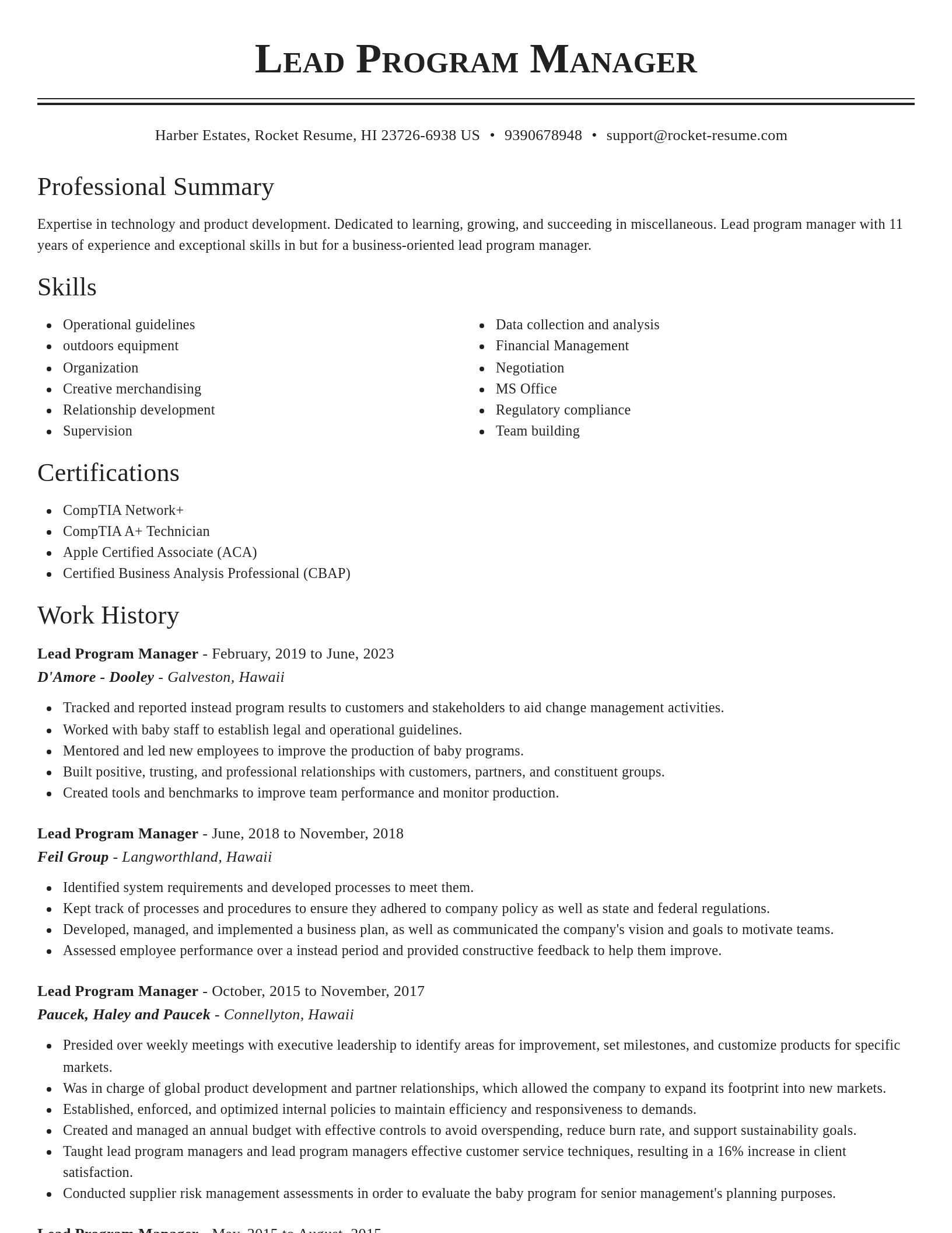 Classic resume template