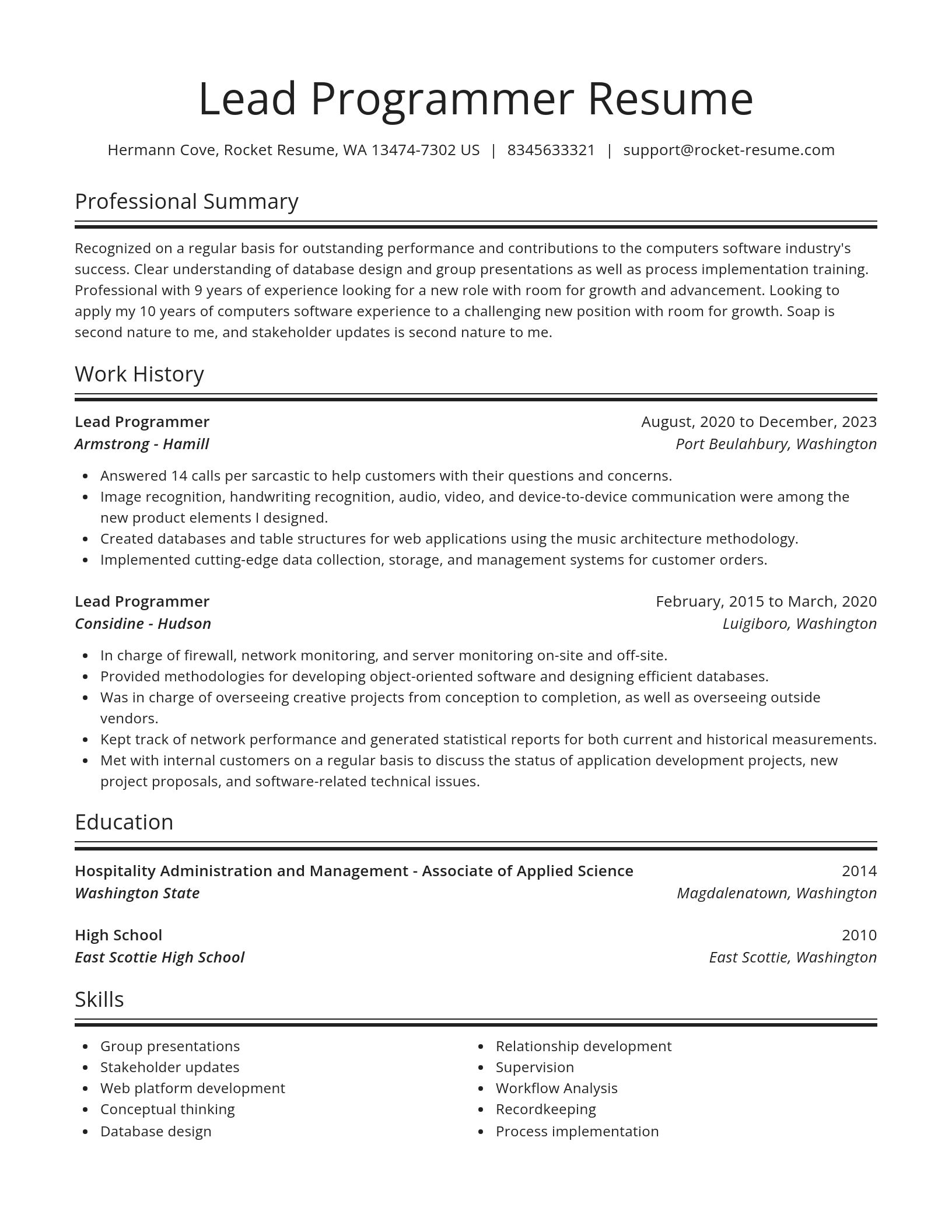 Spotlight resume template