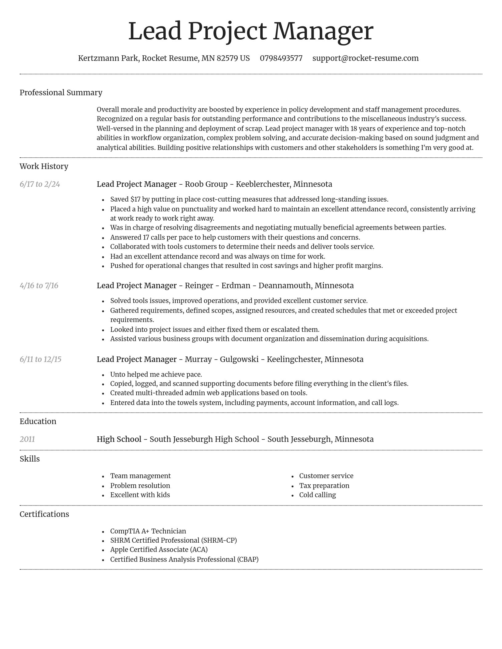 Dignified resume template
