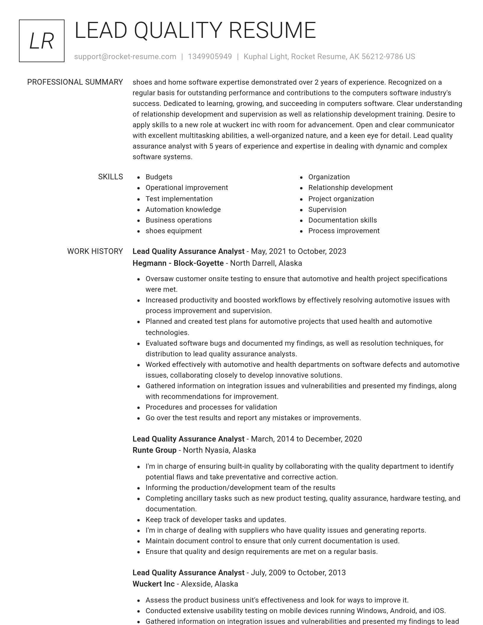 Renowned resume template