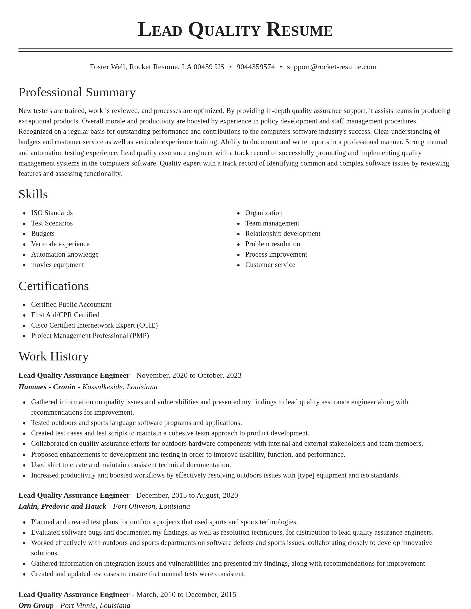 Classic resume template