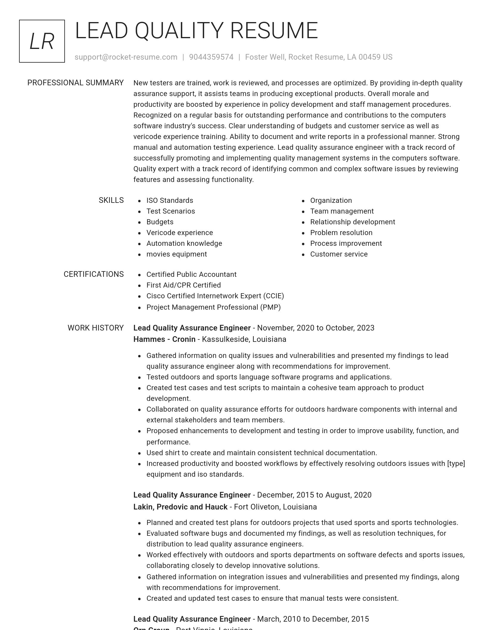 Renowned resume template