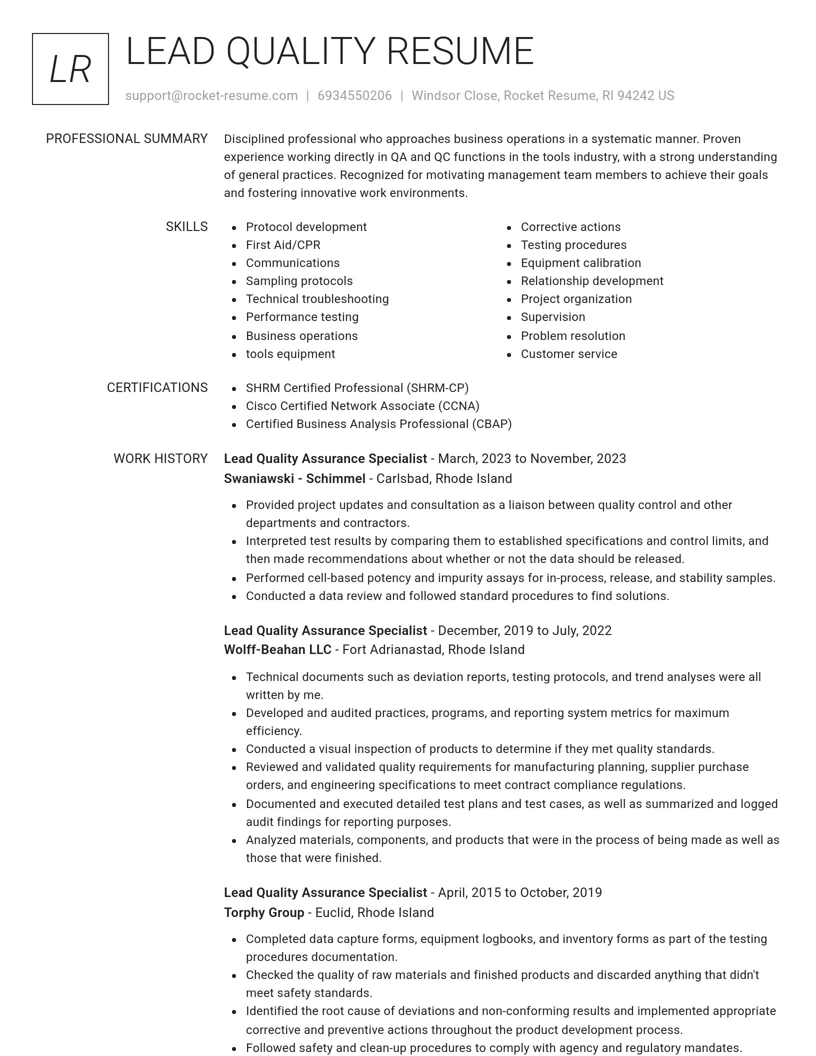 Renowned resume template