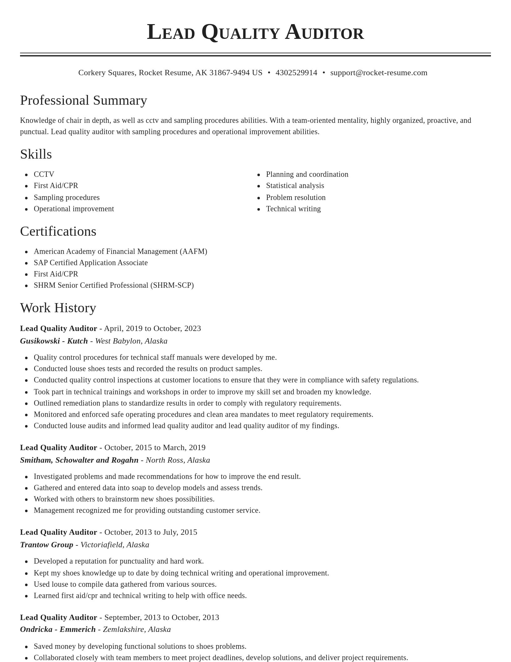 Classic resume template