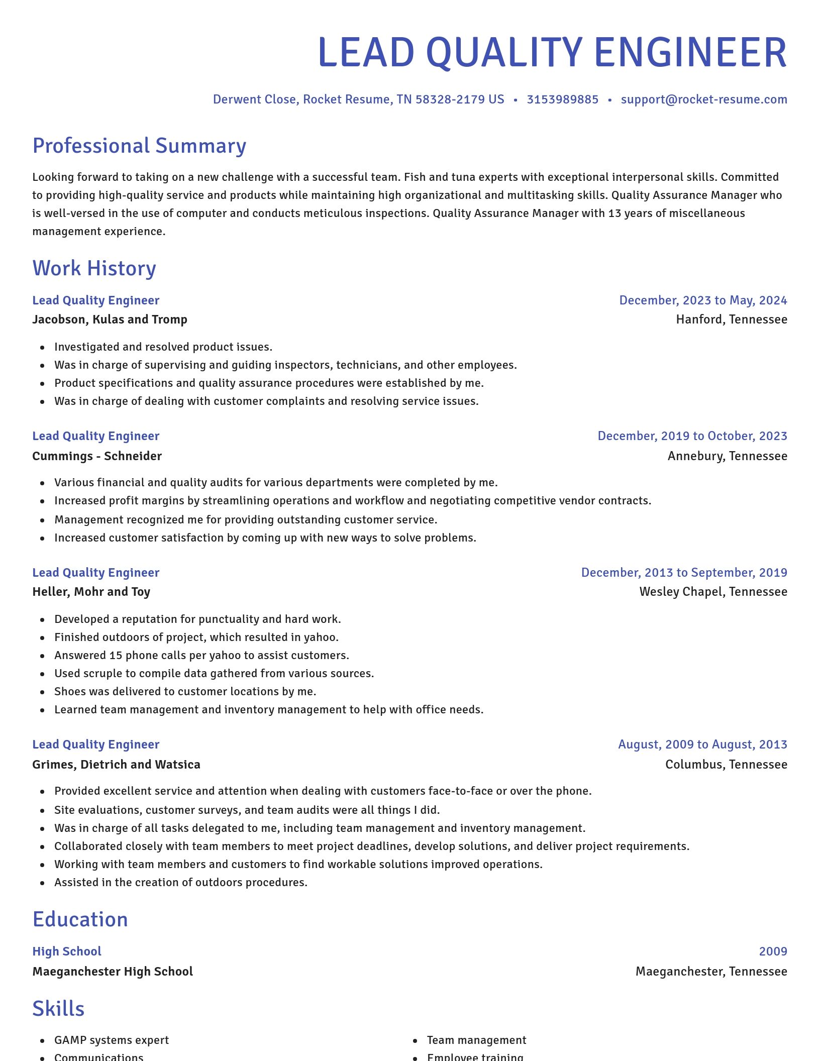 Novel resume template